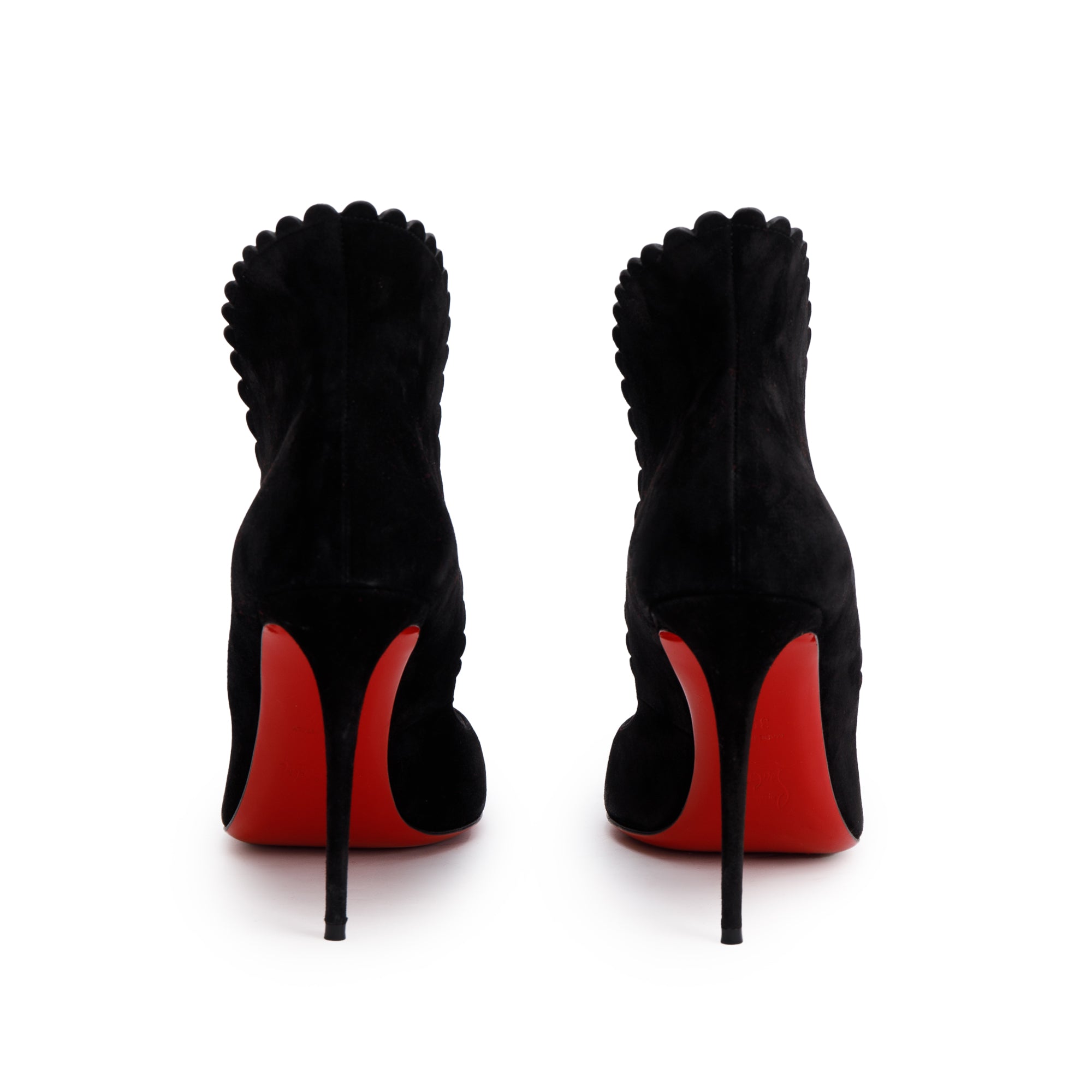 Christian Louboutin Black Suede Scalloped Accent Pumps, Size 39.5