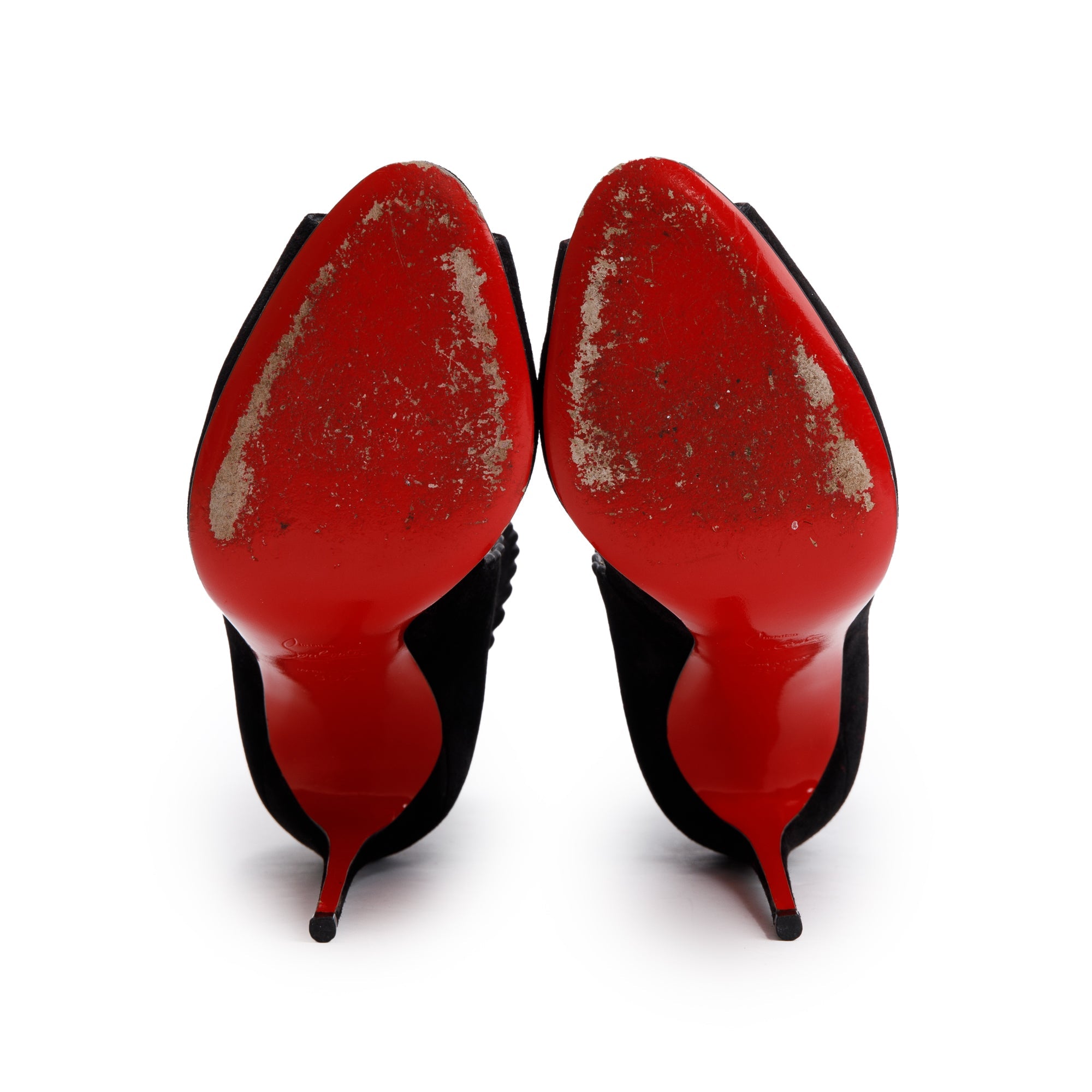 Christian Louboutin Black Suede Scalloped Accent Pumps, Size 39.5