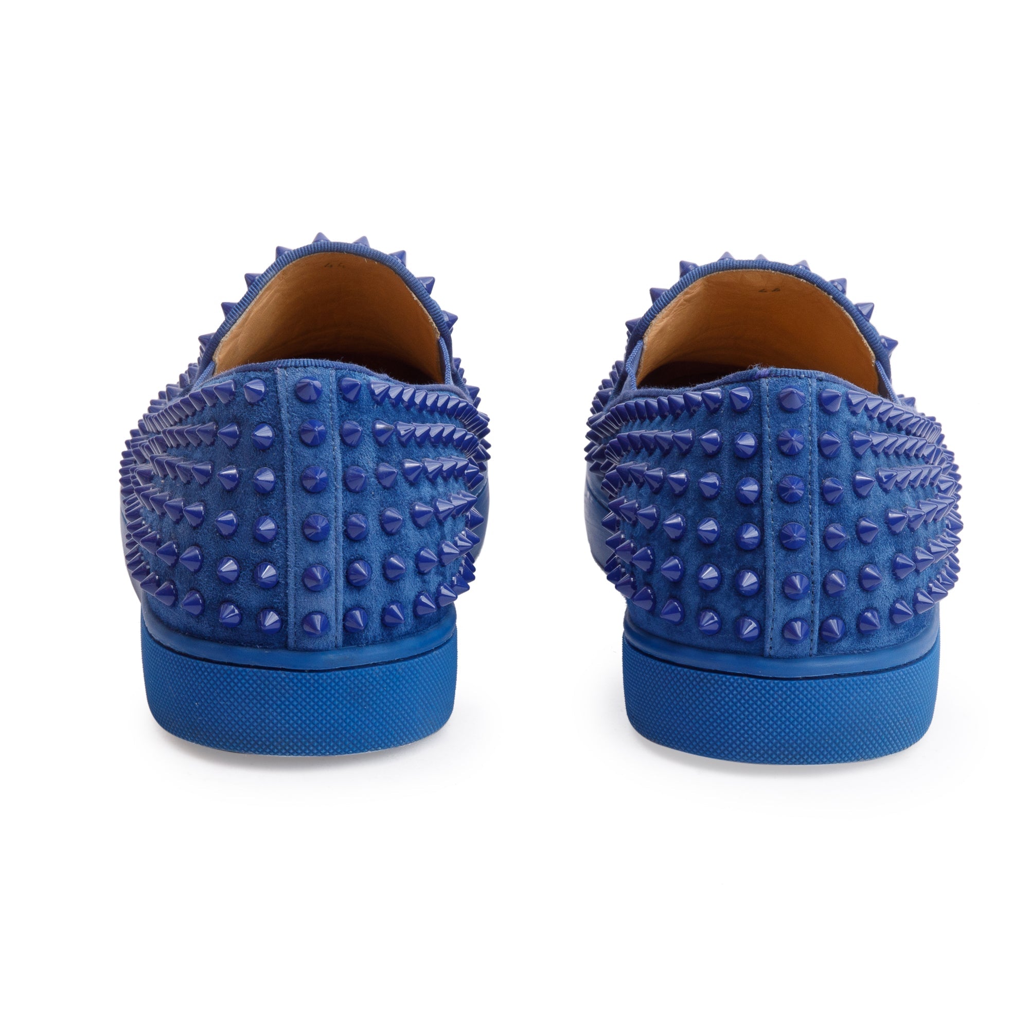 Christian Louboutin Blue Suede Spike Slide Sneakers, Size 44 w/ Box & Receipt