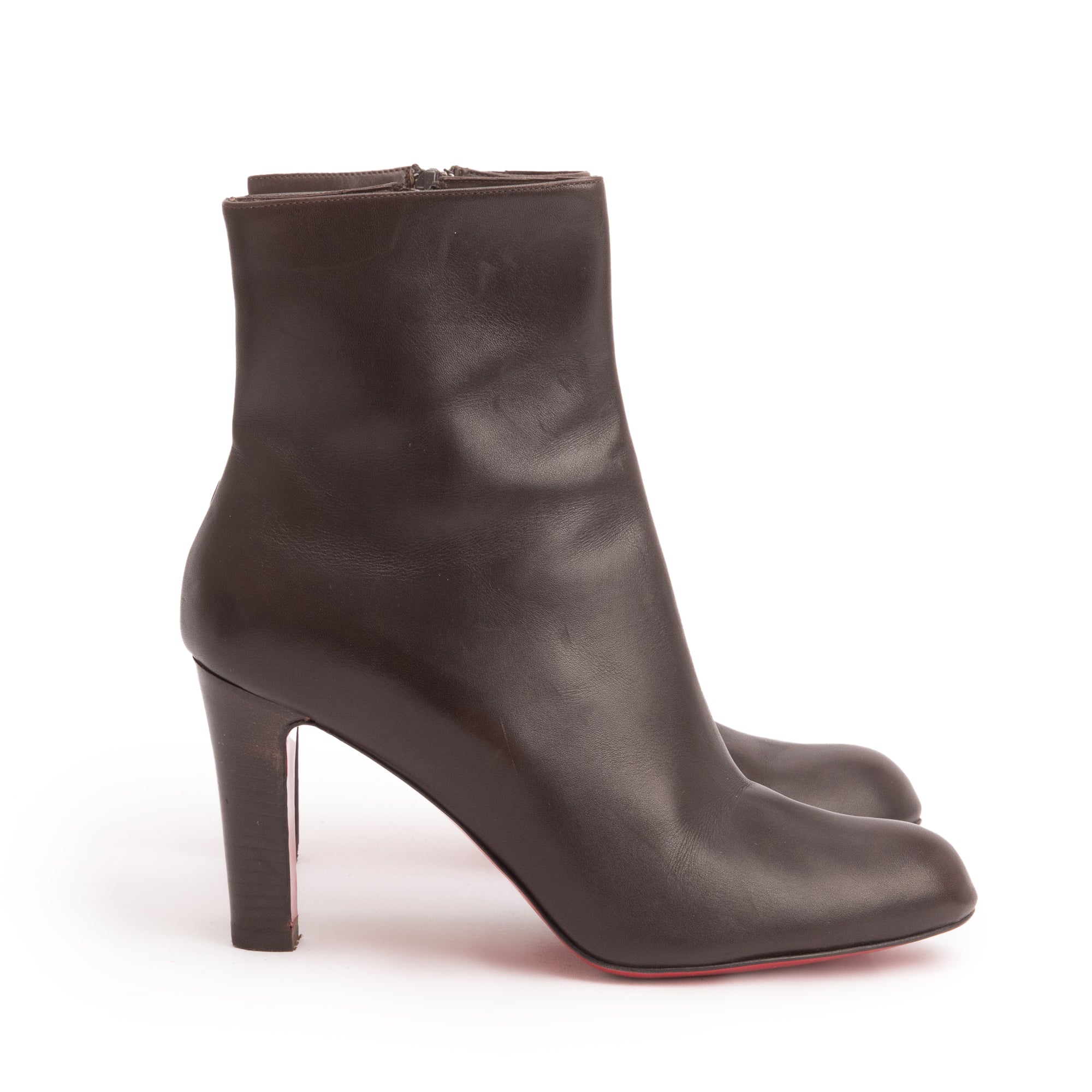 Christian Louboutin Brown Calfskin Leather Adox Ankle Boots, Size 39.5