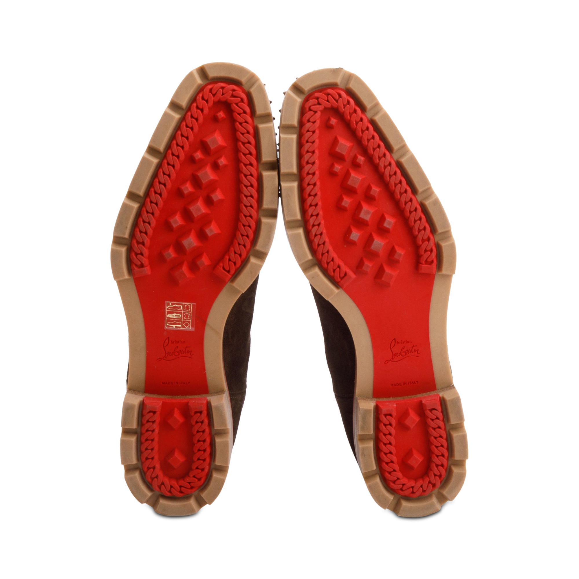 Christian Louboutin Brown Suede Melon Spikes Chelsea Boots, Size 43.5 w/ Box