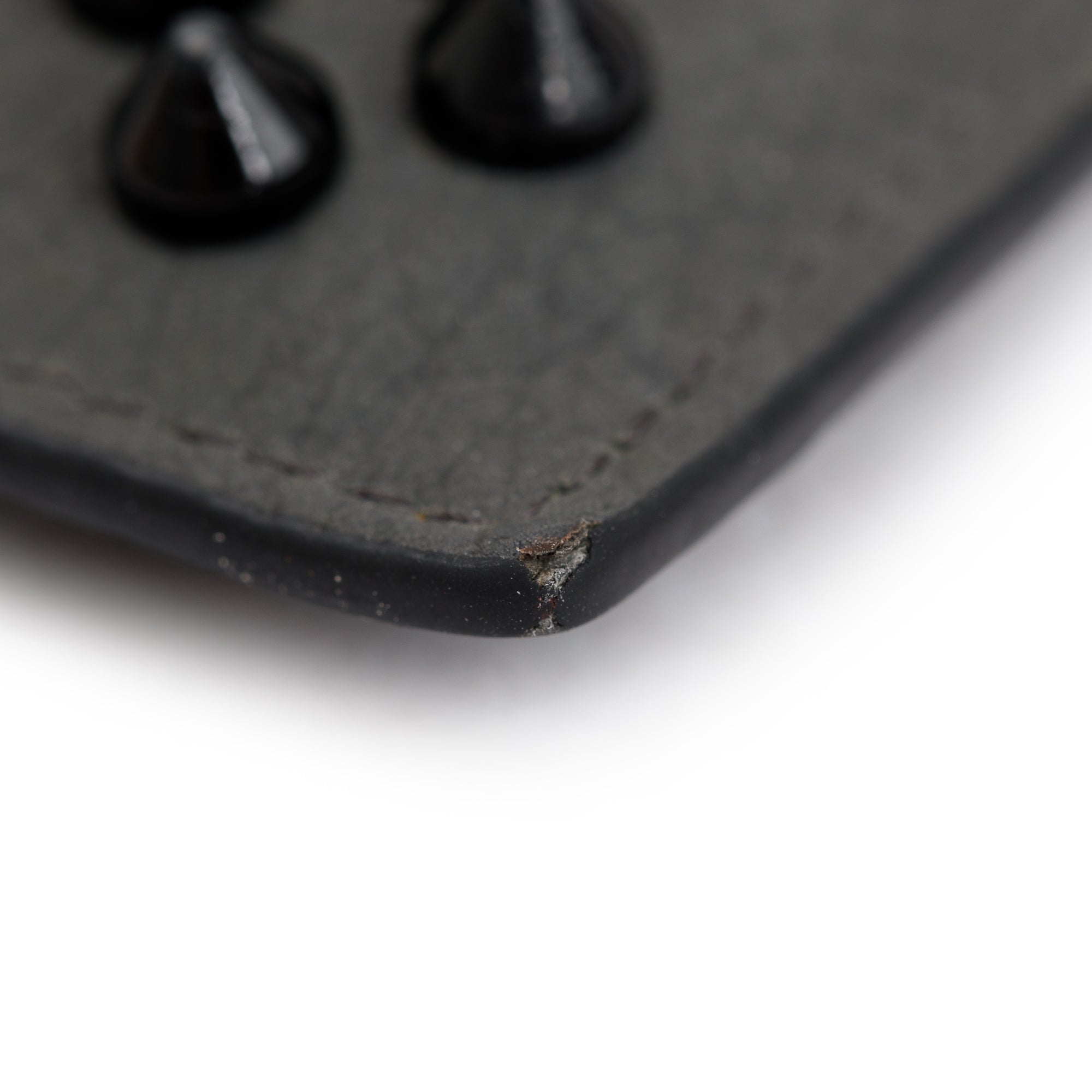 Christian Louboutin Grey Calfskin Leather Kios Spiked Card Holder