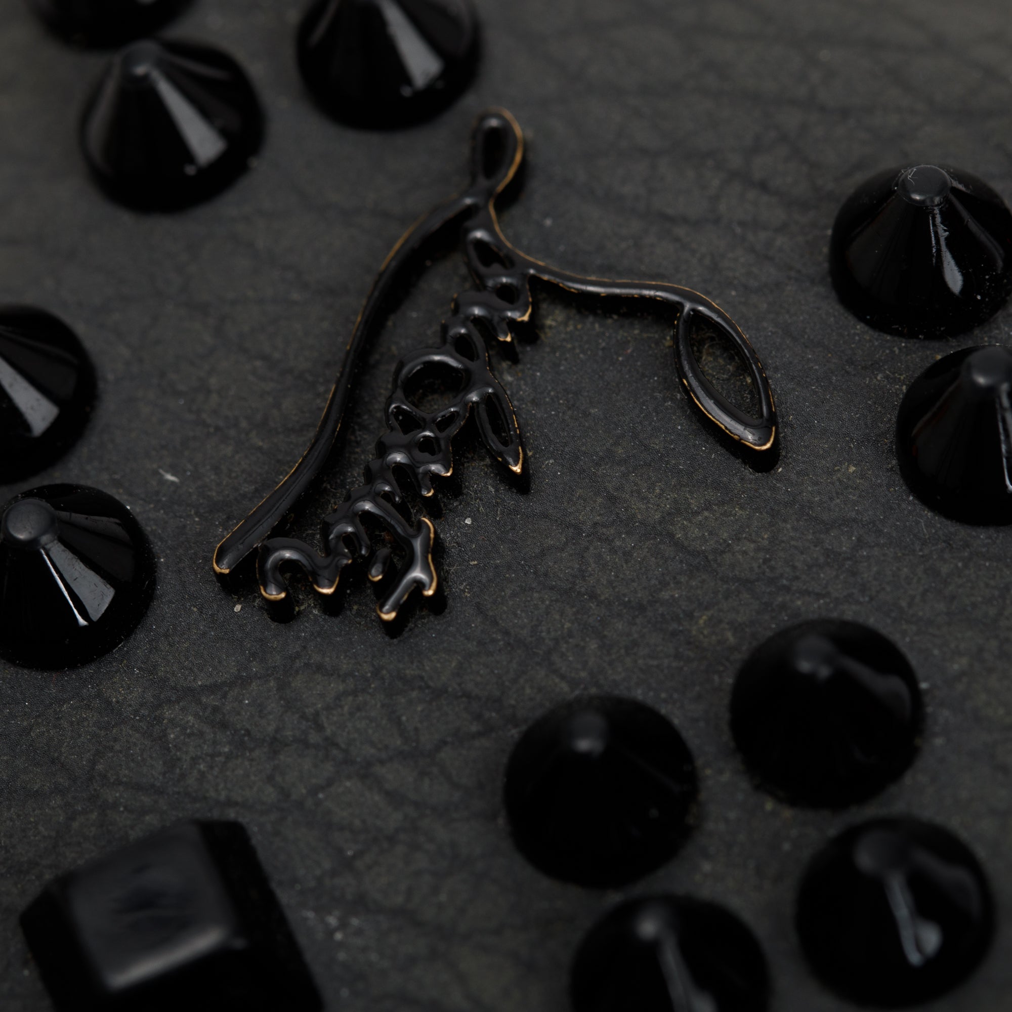 Christian Louboutin Grey Calfskin Leather Kios Spiked Card Holder