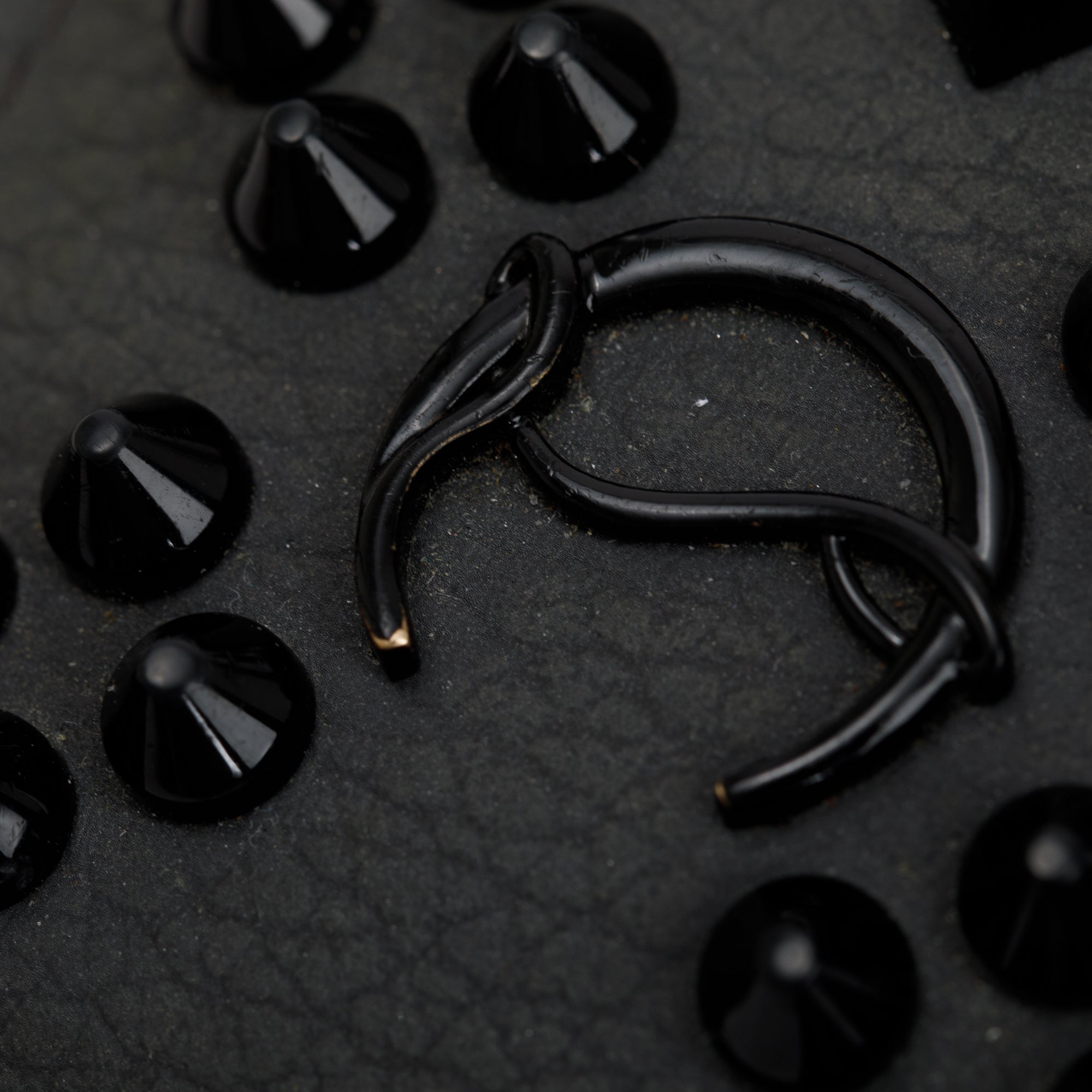 Christian Louboutin Grey Calfskin Leather Kios Spiked Card Holder