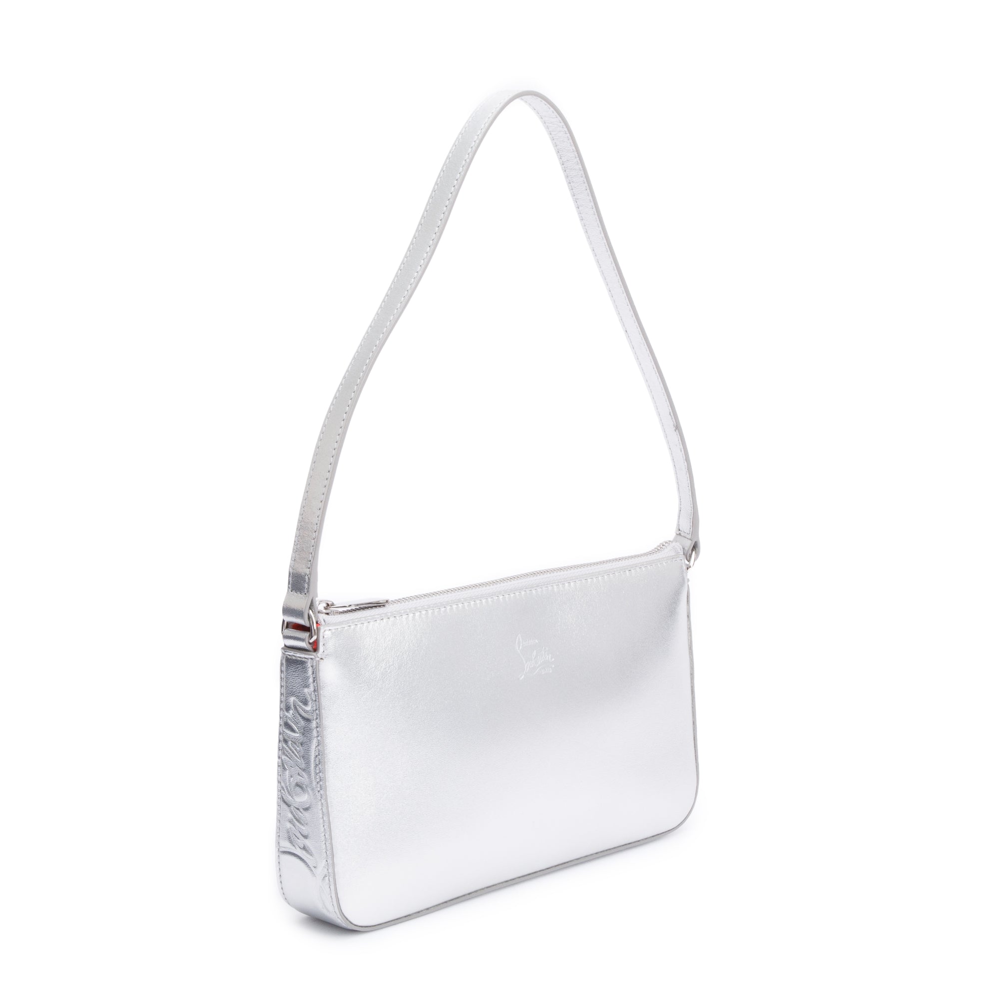 Christian Louboutin Metallic Silver Calfskin Leather Loubila Shoulder Bag
