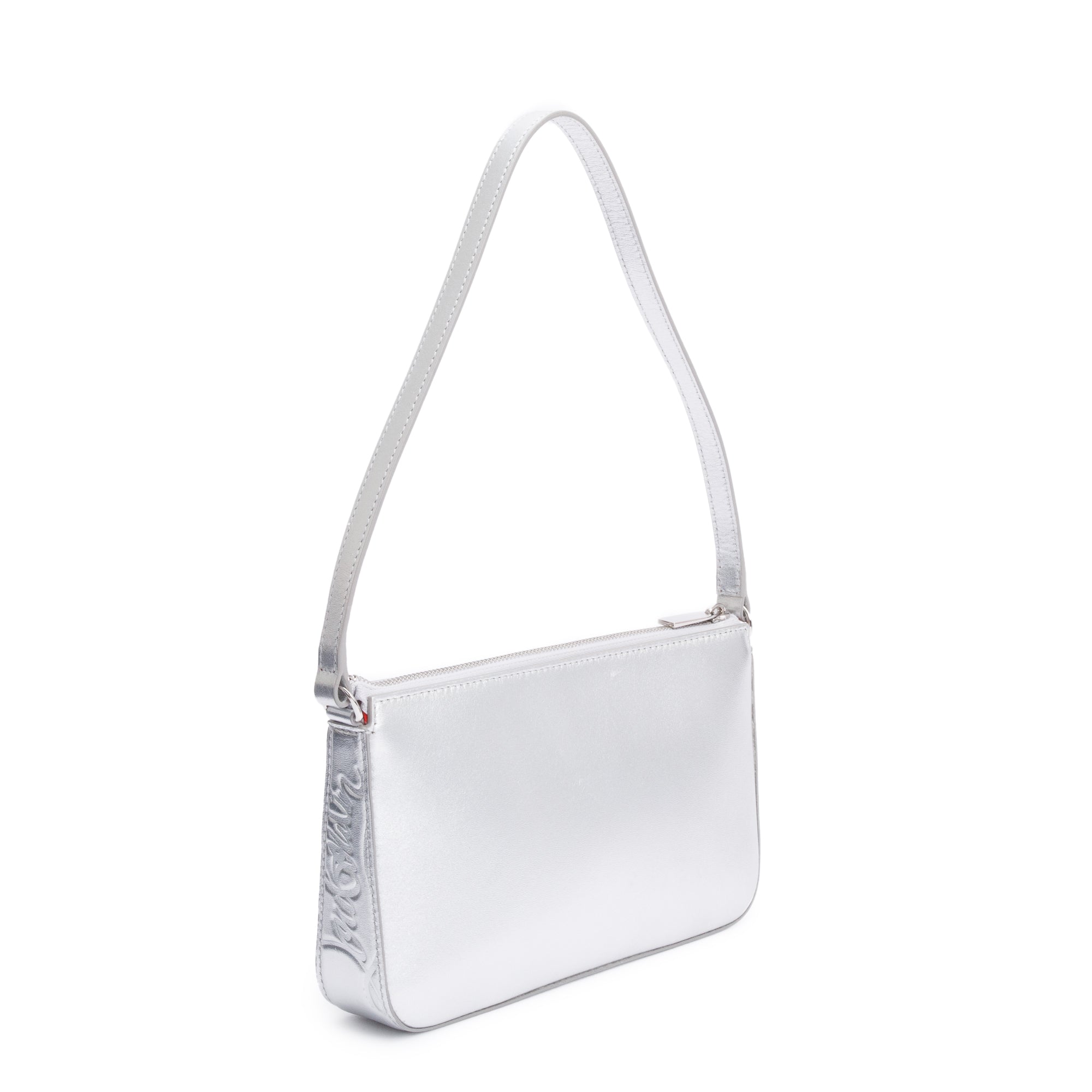 Christian Louboutin Metallic Silver Calfskin Leather Loubila Shoulder Bag