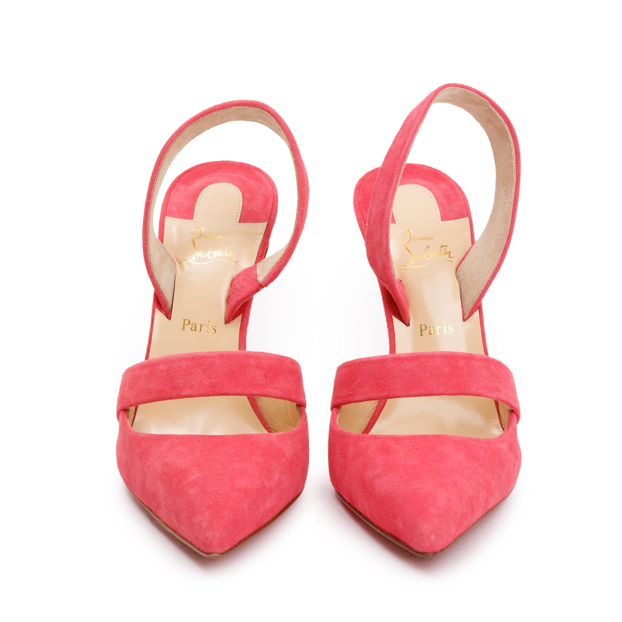 Christian Louboutin Pink Begonia Suede Actina 100 Sandals, Size 36 w/ Box