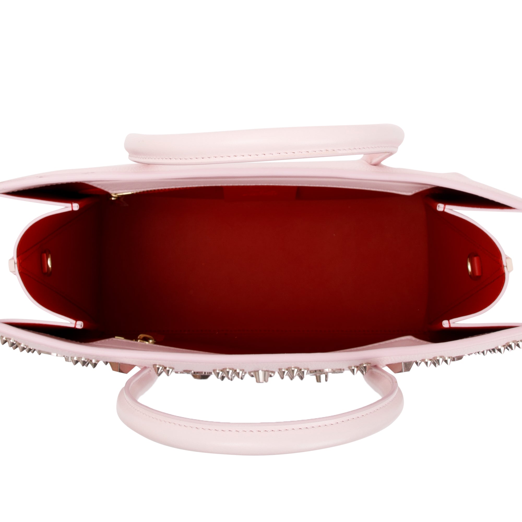 Christian Louboutin Pink Calf Leather Medium Paloma Loubinthesky Spikes Tote Bag w/ Strap