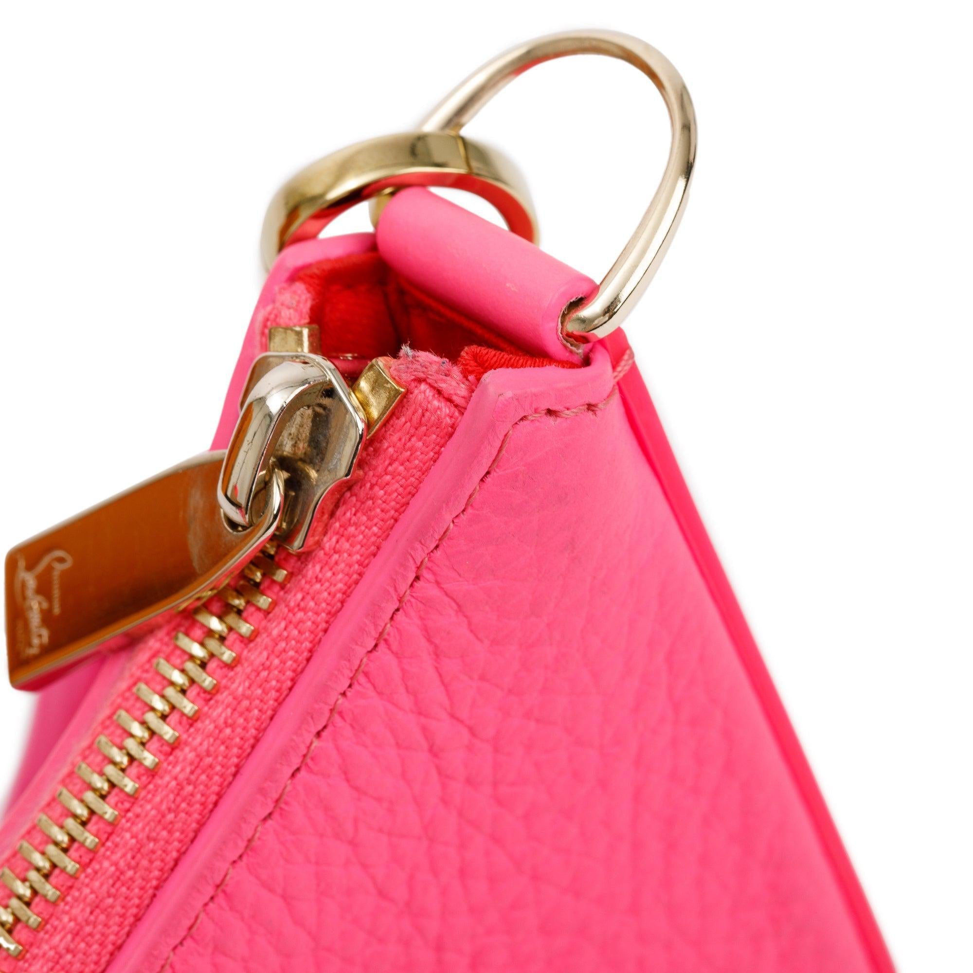 Christian Louboutin Pink Calf Leather & Rubber Mini Loubila Shoulder Bag w/ Strap, Box & Receipt