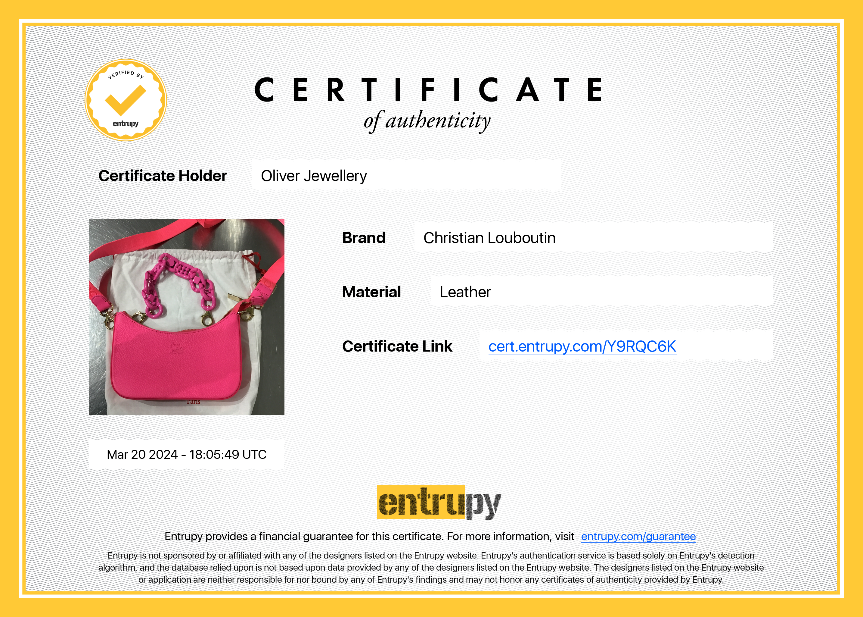 Christian Louboutin Pink Calf Leather & Rubber Mini Loubila Shoulder Bag w/ Strap, Box & Receipt