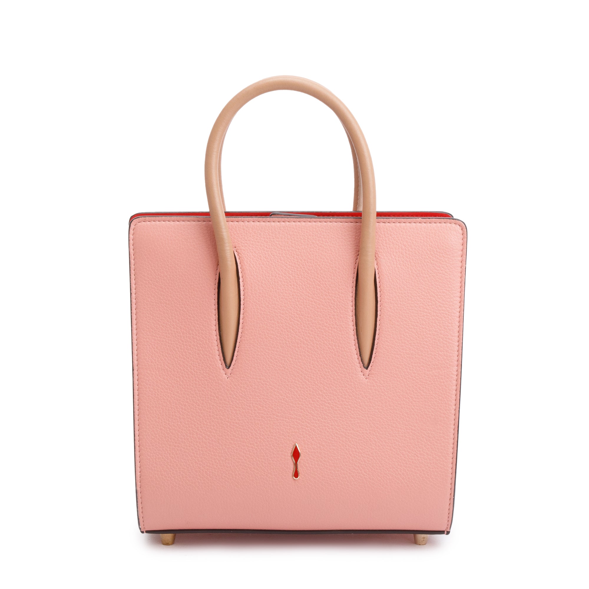 Christian Louboutin Pink Calf Leather Spike Small Paloma Tote Bag w/ Strap