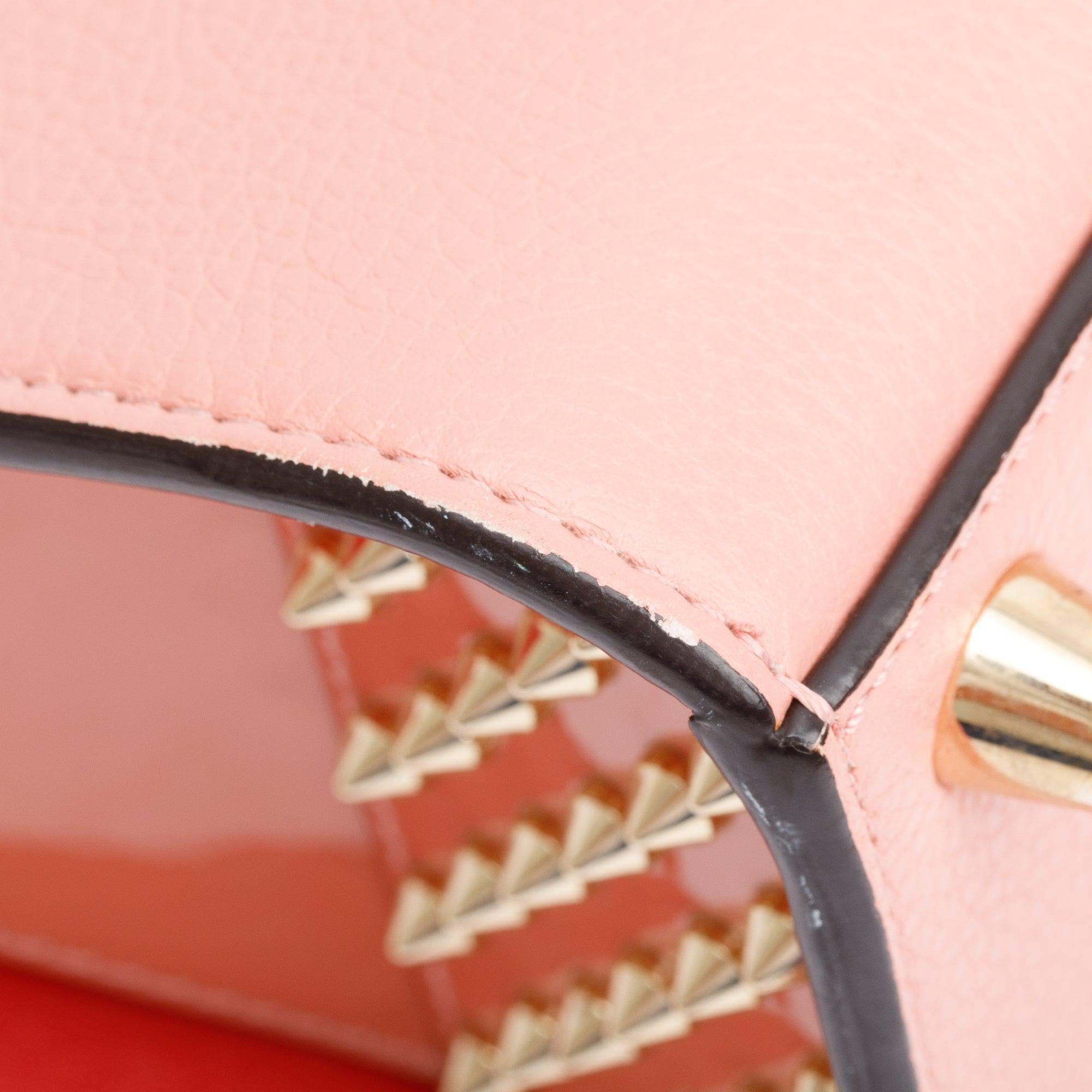 Christian Louboutin Pink Calf Leather Spike Small Paloma Tote Bag w/ Strap