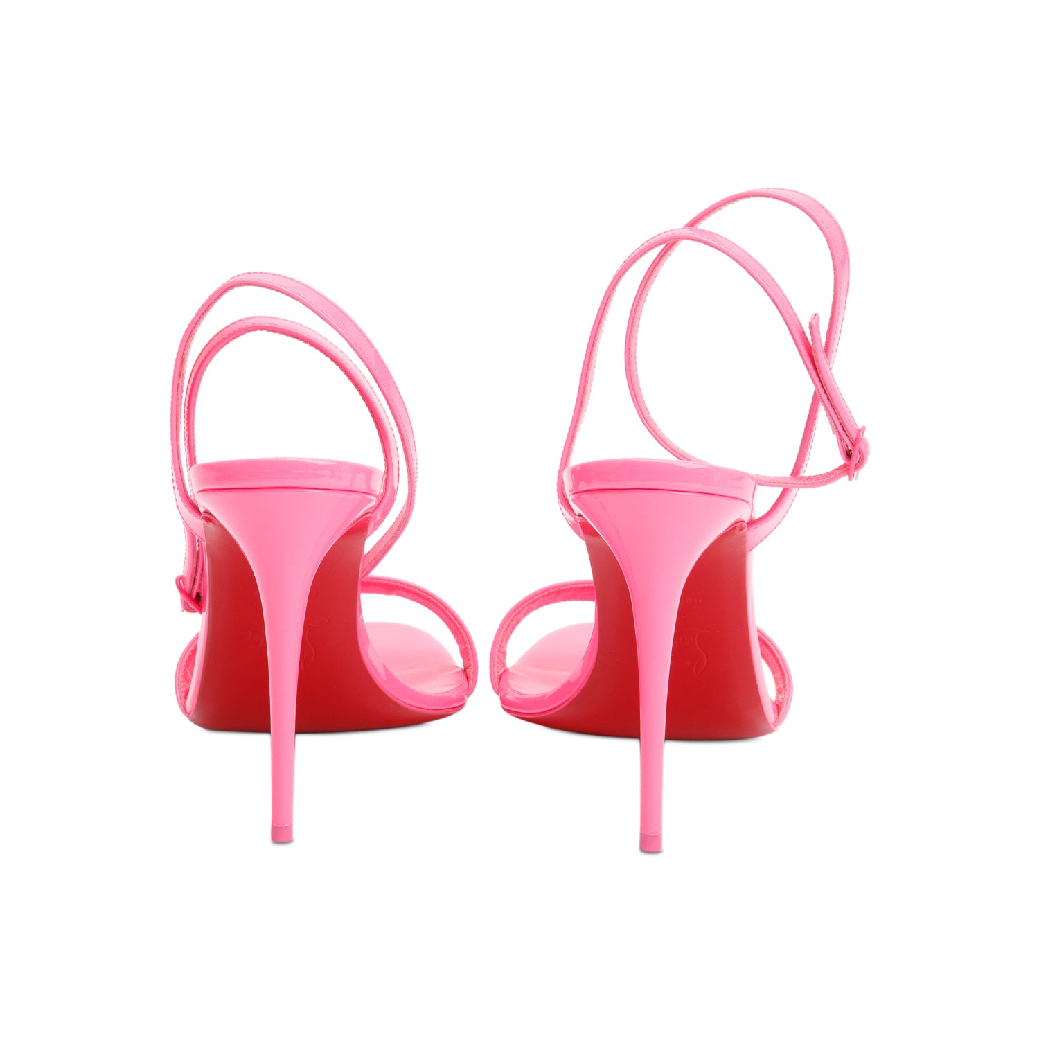 Christian Louboutin Pink Patent Leather Loubigirl 100 Sandals, Size 38 w/ Box