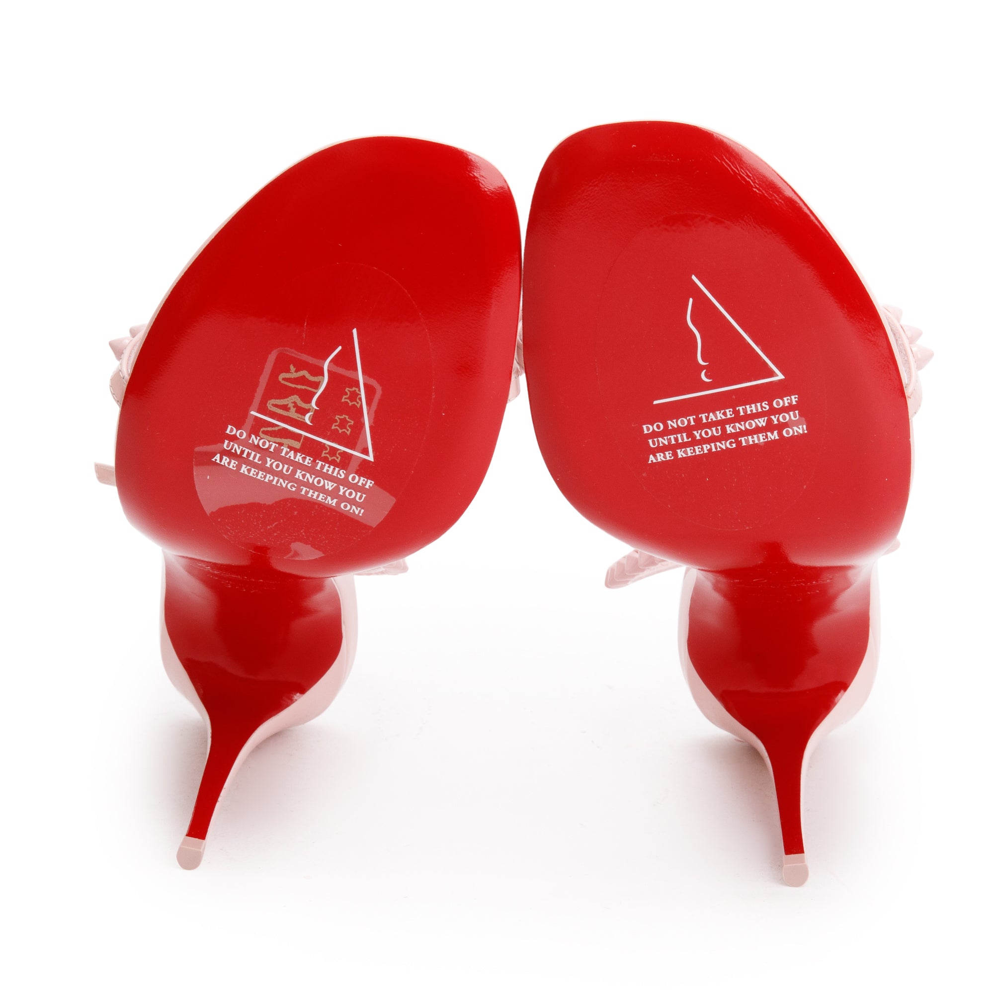 Christian Louboutin Pink Patent Leather Spike So Me 100 Sandals, Size 38.5 w/ Box