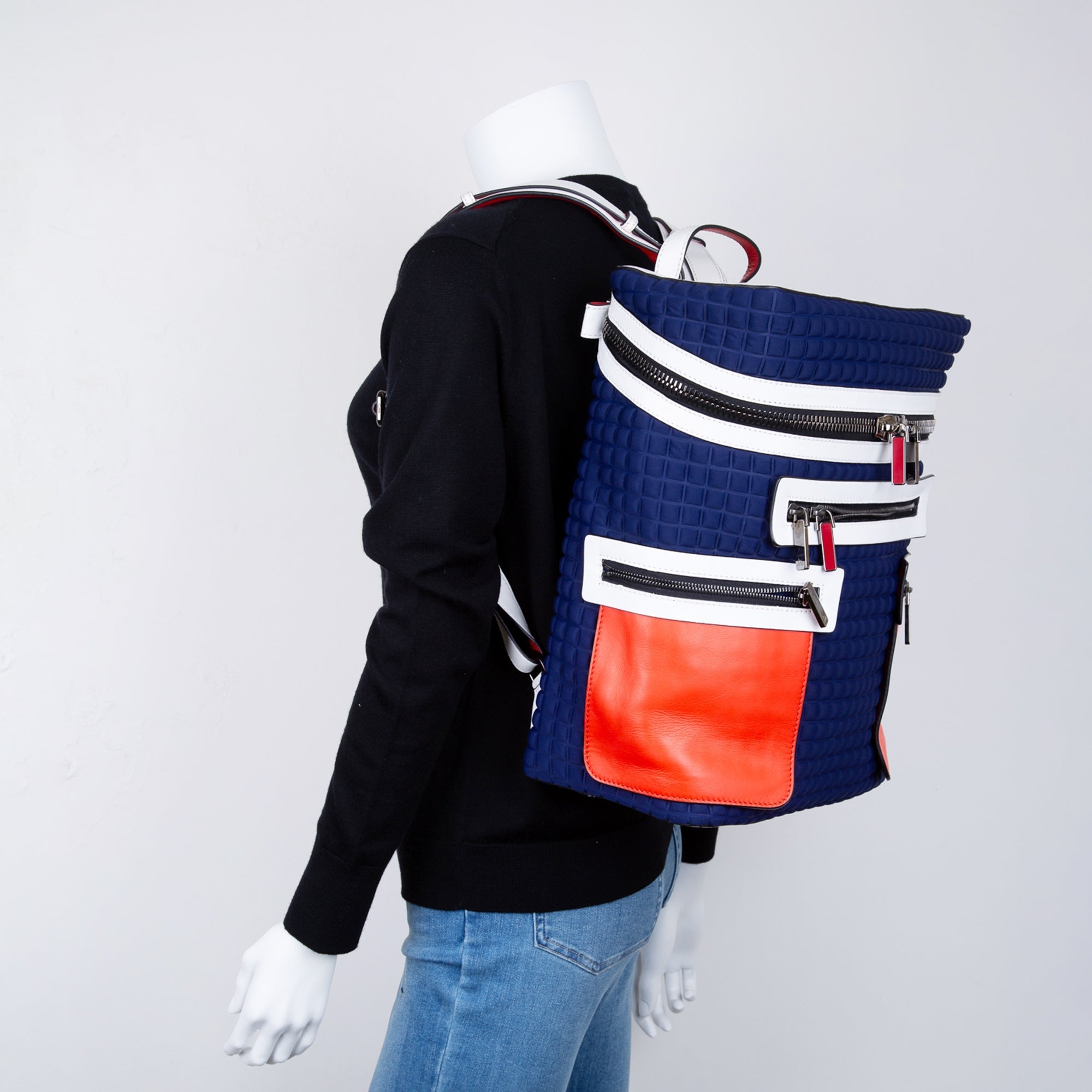 Christian Louboutin Quilted Neoprene Leather Trimmed Backpack