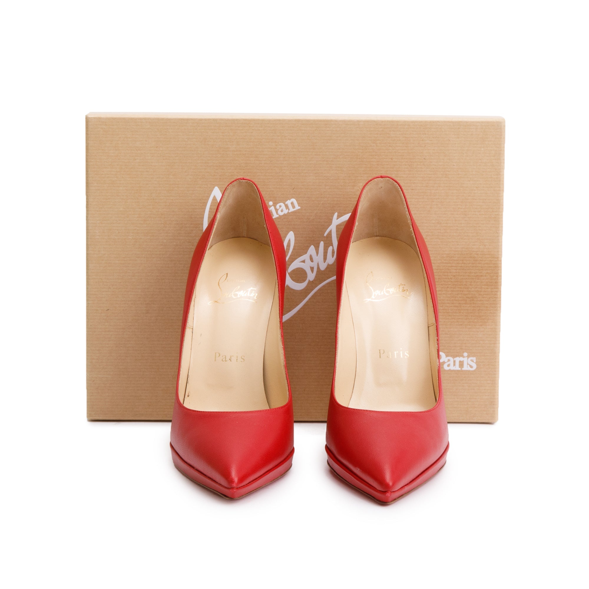 Christian Louboutin Red Lambskin Leather Pigalle 100 Pumps, Size 37 w/ Box