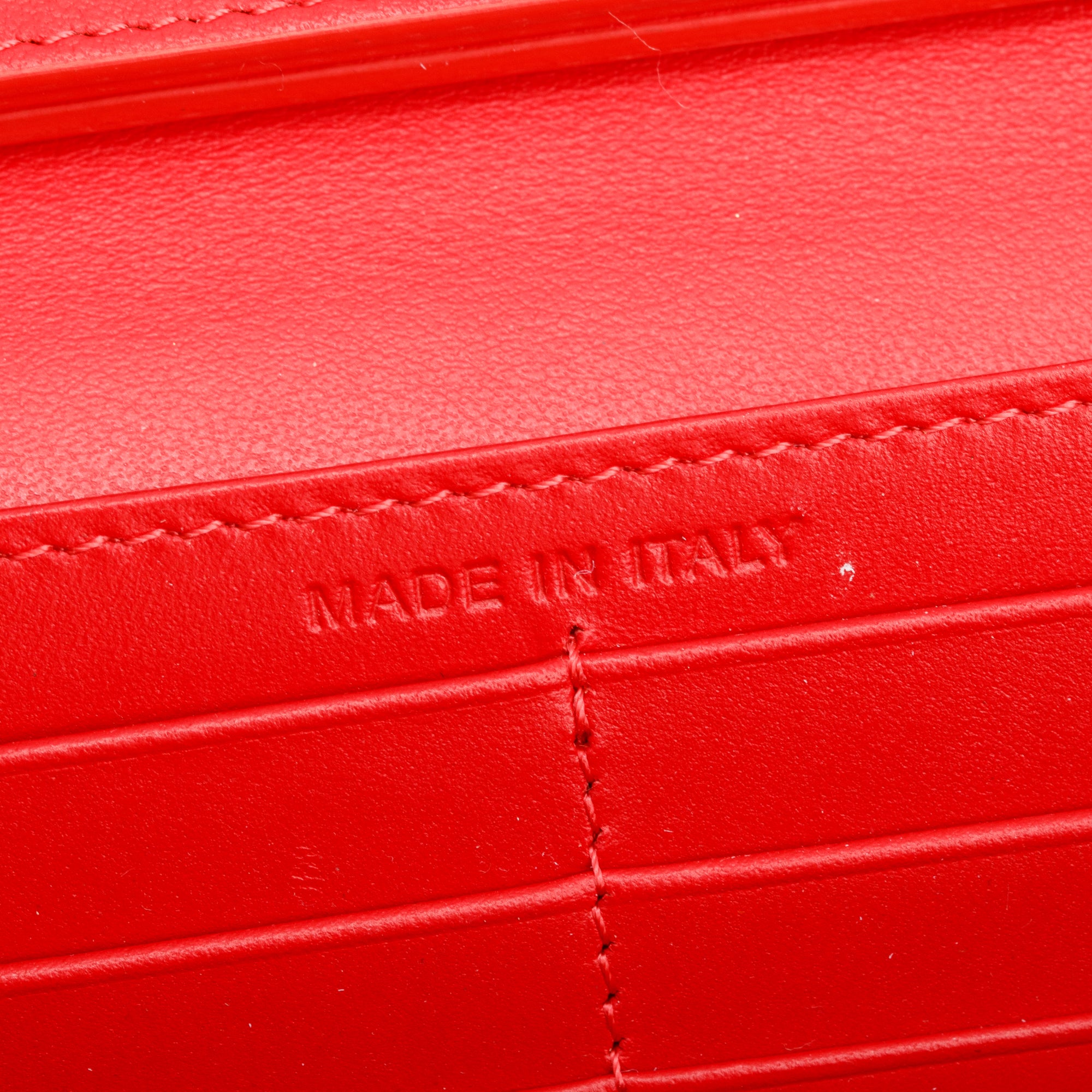 Christian Louboutin Red Leather Macaron Spike Flap Wristlet Wallet