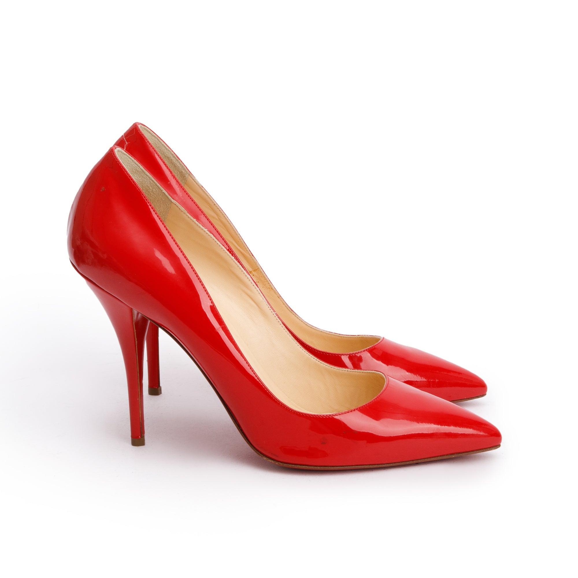 Christian Louboutin Red Patent Leather Pigalle 100 Pumps, Size 42