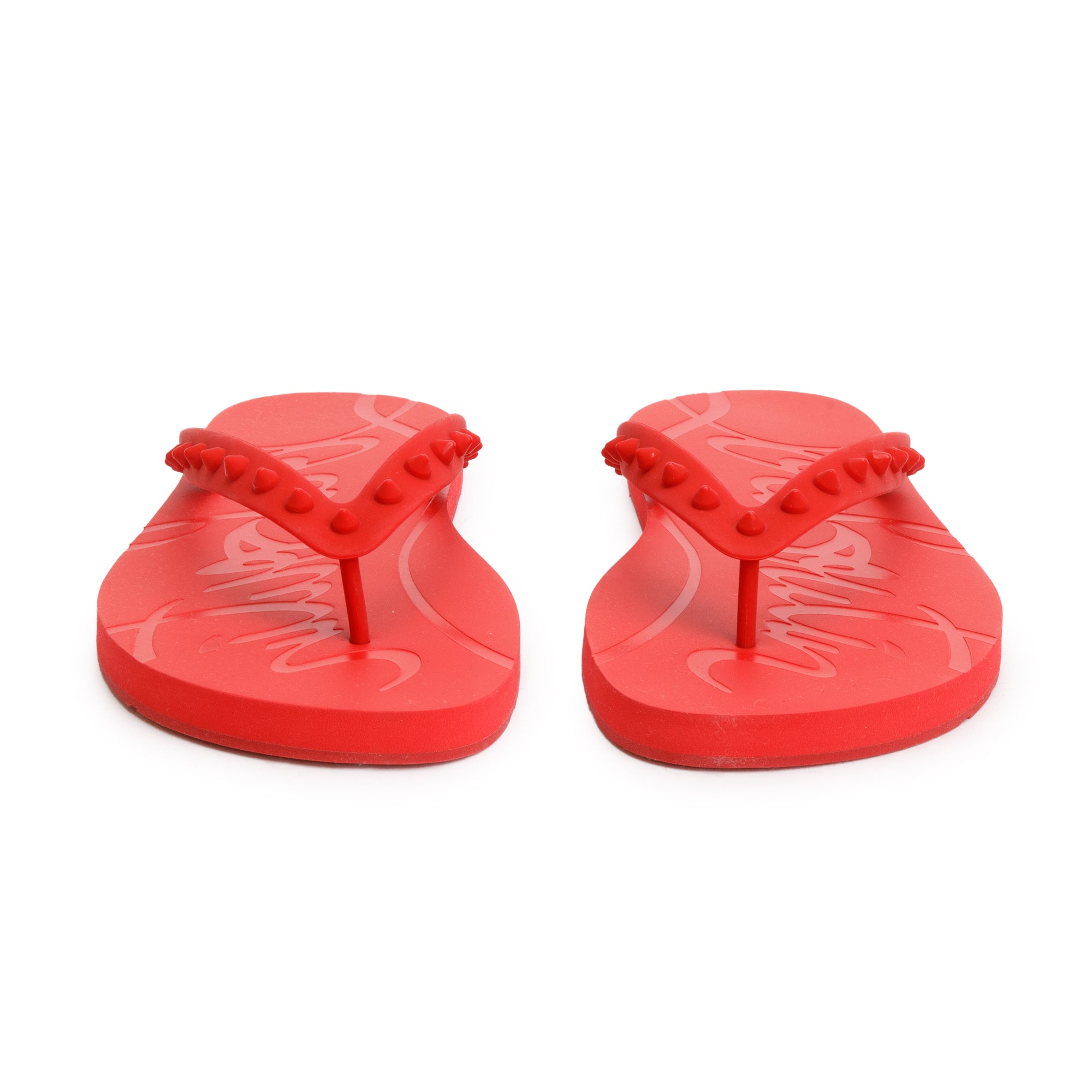Christian Louboutin Red Rubber Loubi Flip Thong Sandals, Size 45 w/ Box