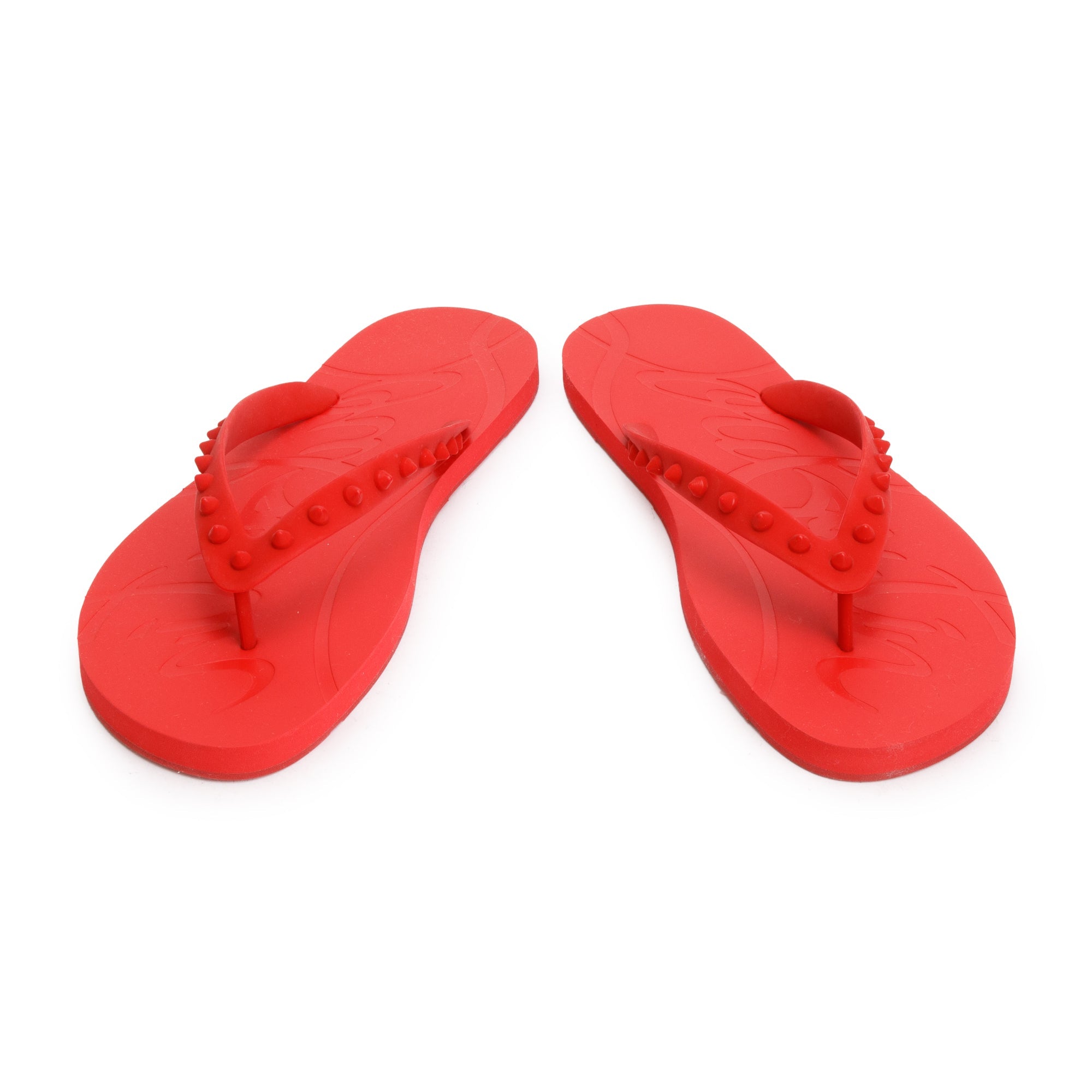 Christian Louboutin Red Rubber Loubi Flip Thong Sandals, Size 45 w/ Box