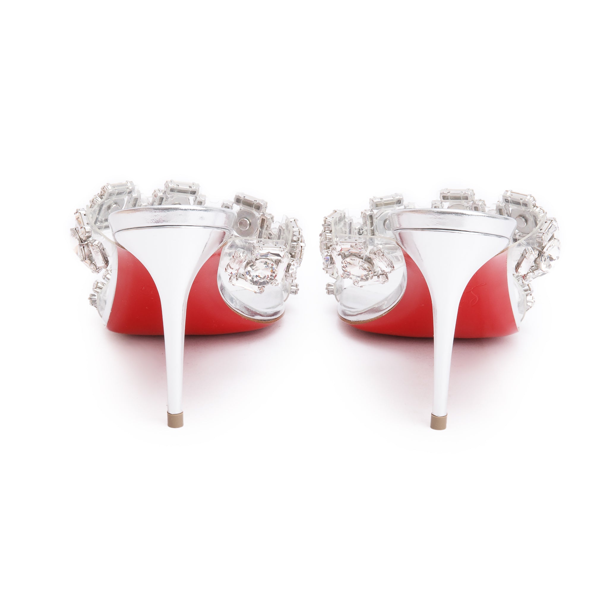 Christian Louboutin Silver Nappa Leather Just Jewel Sandals, Size 36.5