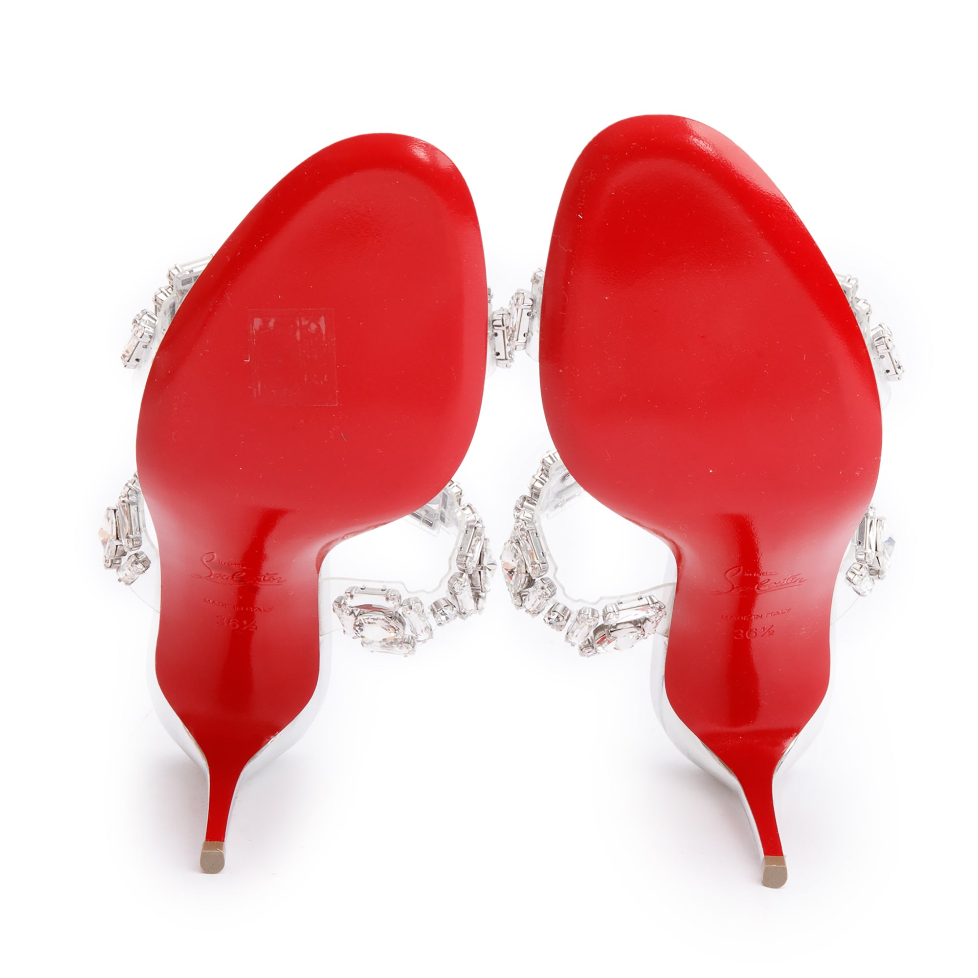Christian Louboutin Silver Nappa Leather Just Jewel Sandals, Size 36.5