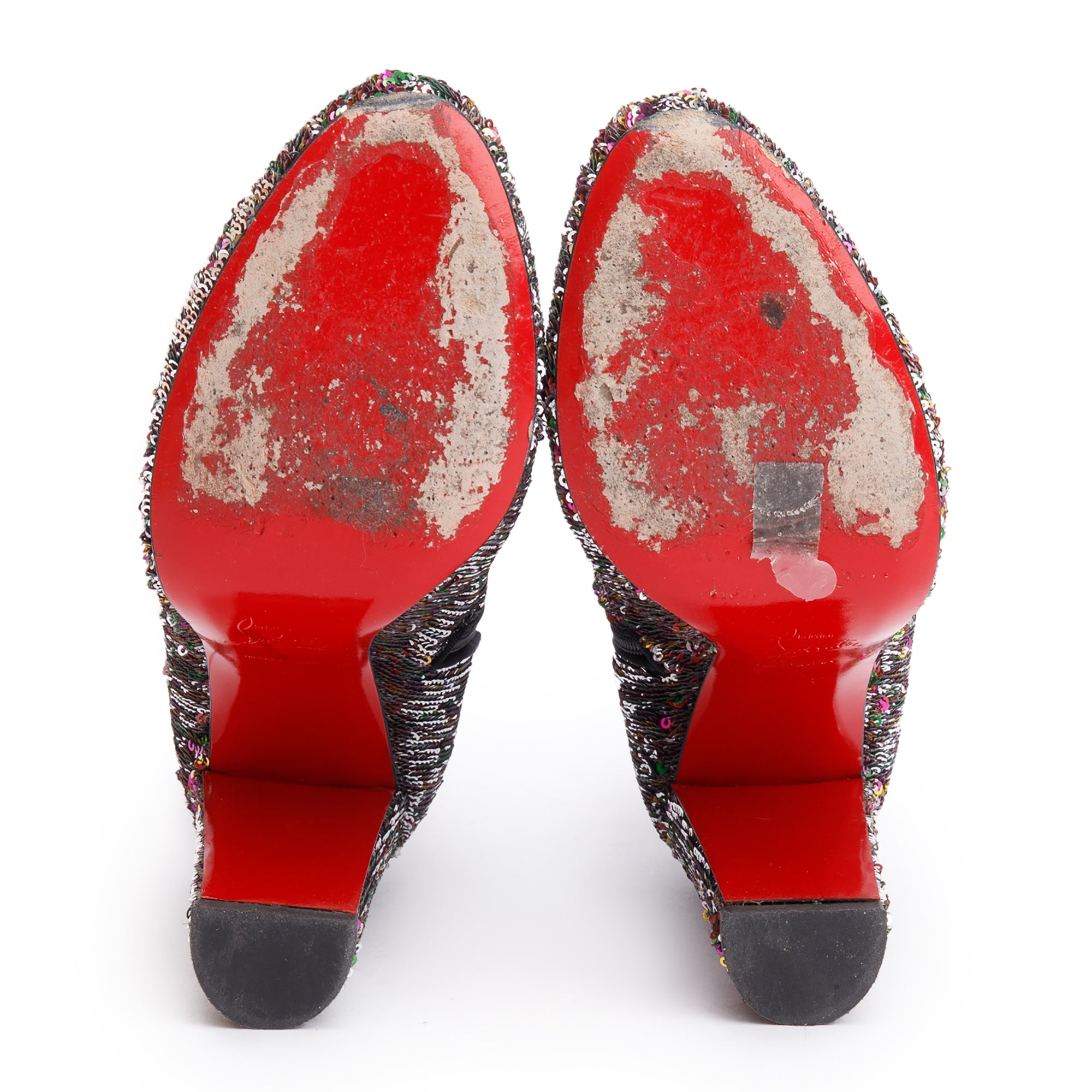 Christian Louboutin Silver Sequin Moulamax 100 Ankle Boots, Size 41 w/ Box