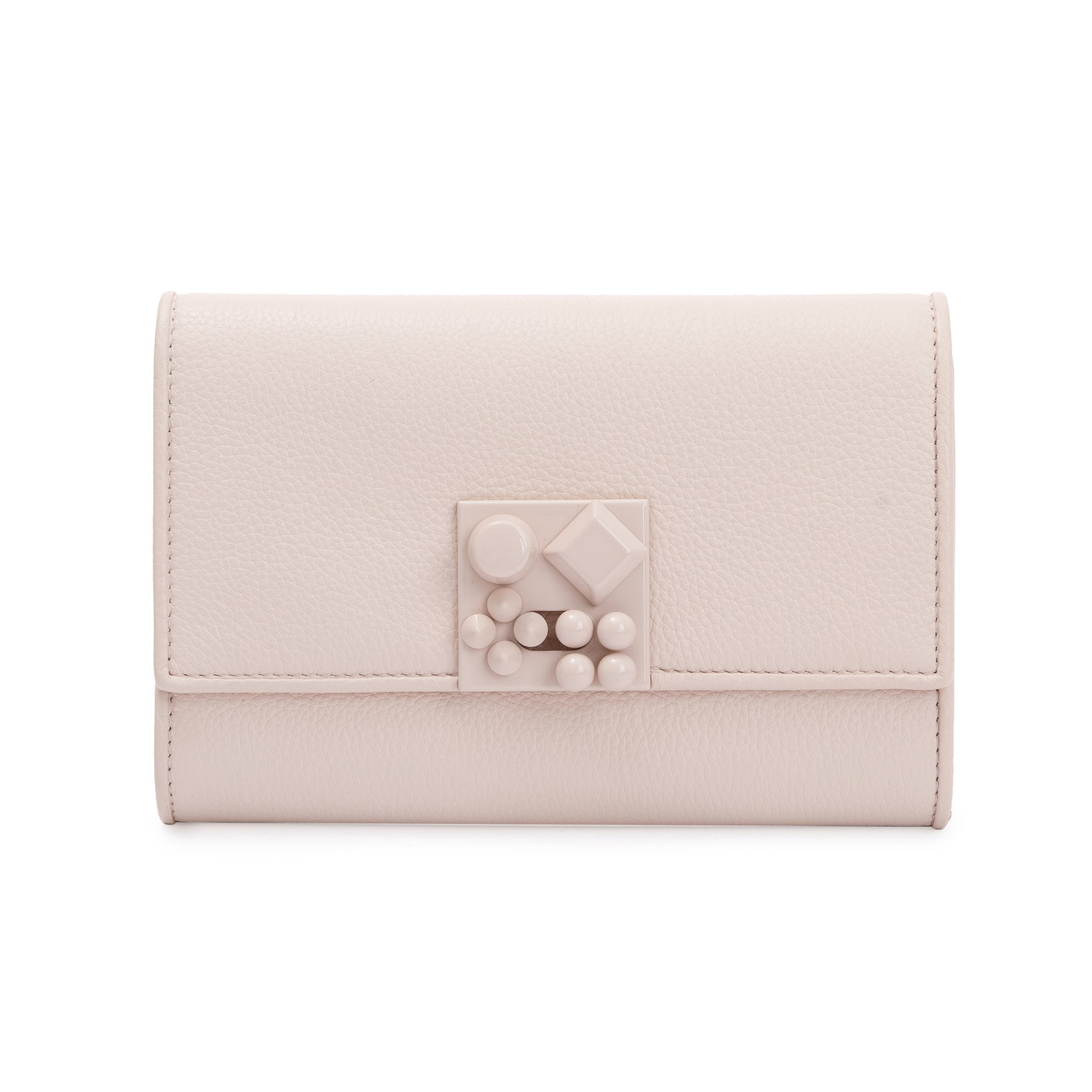 Christian Louboutin White Leather Studded Carasky Clutch