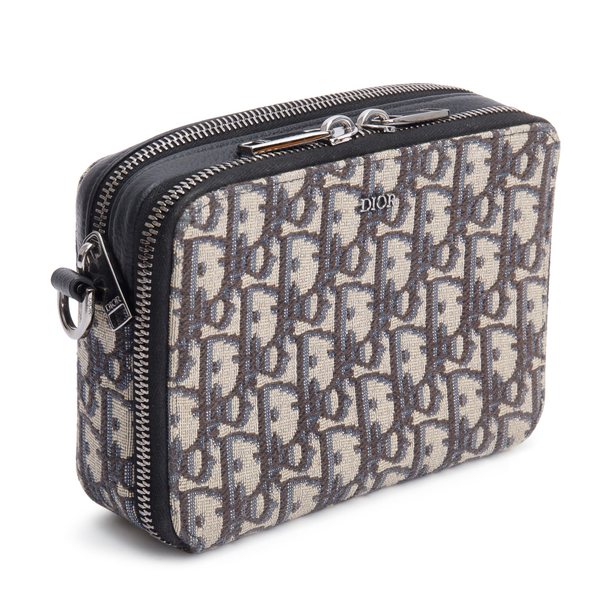 Christion Dior 2023 Oblique Jacquard Zipped Pouch Crossbody w/ Box, Receipt & Strap