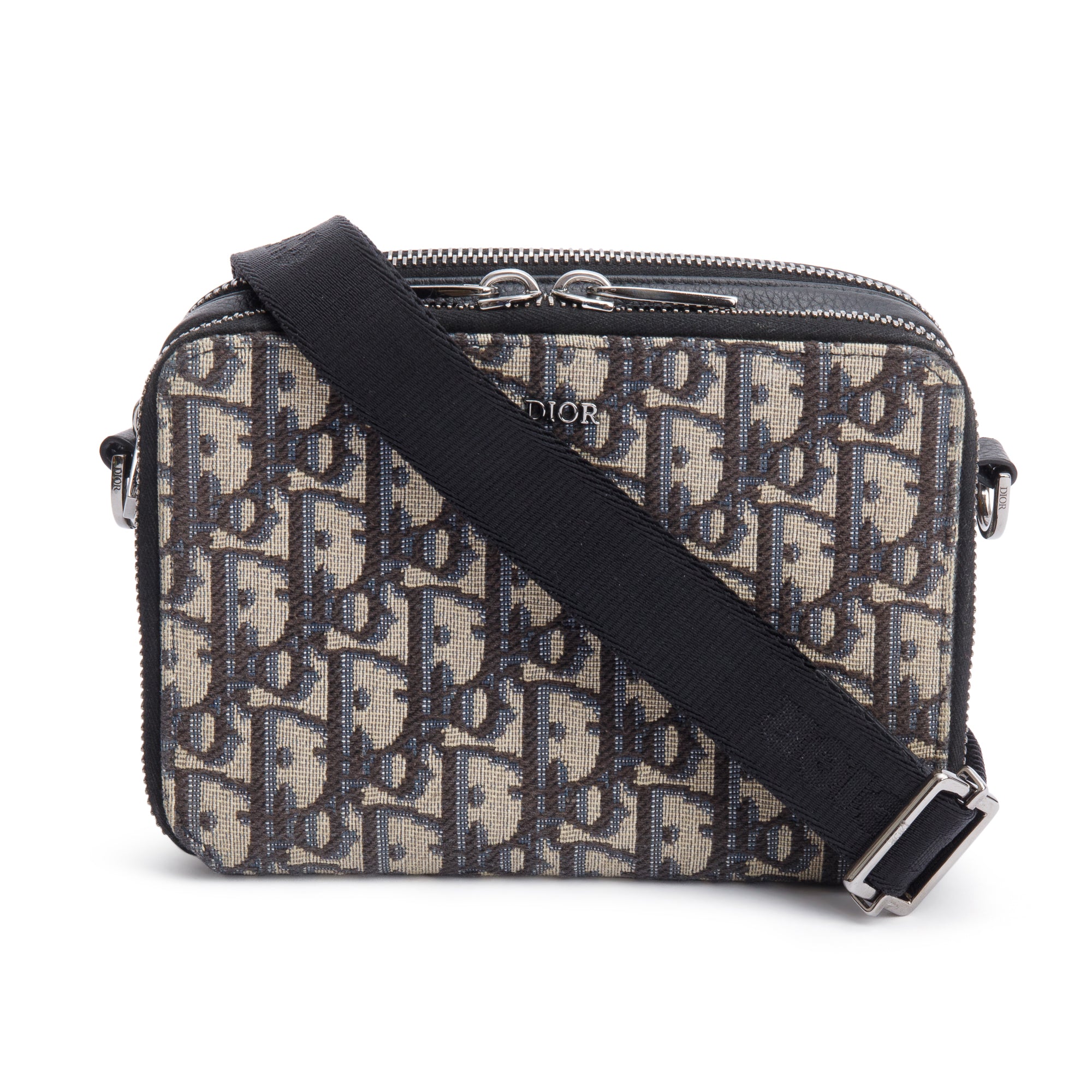 Christion Dior 2023 Oblique Jacquard Zipped Pouch Crossbody w/ Box