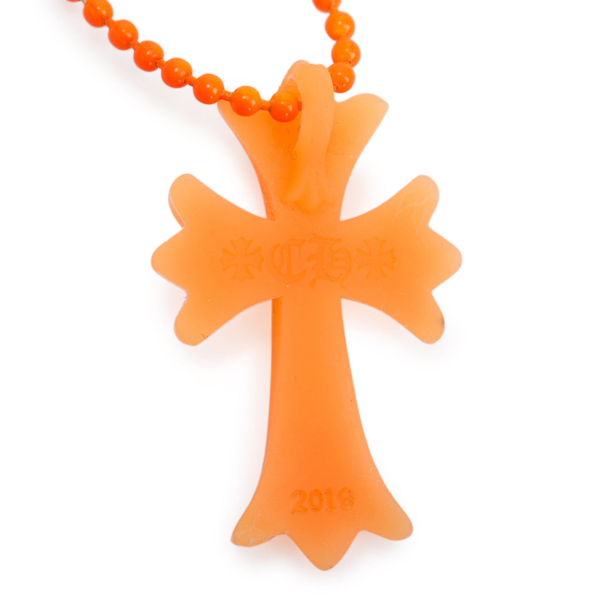 Chrome Hearts Orange Metal & Rubber Silichrome CH Cross Pendant Necklace