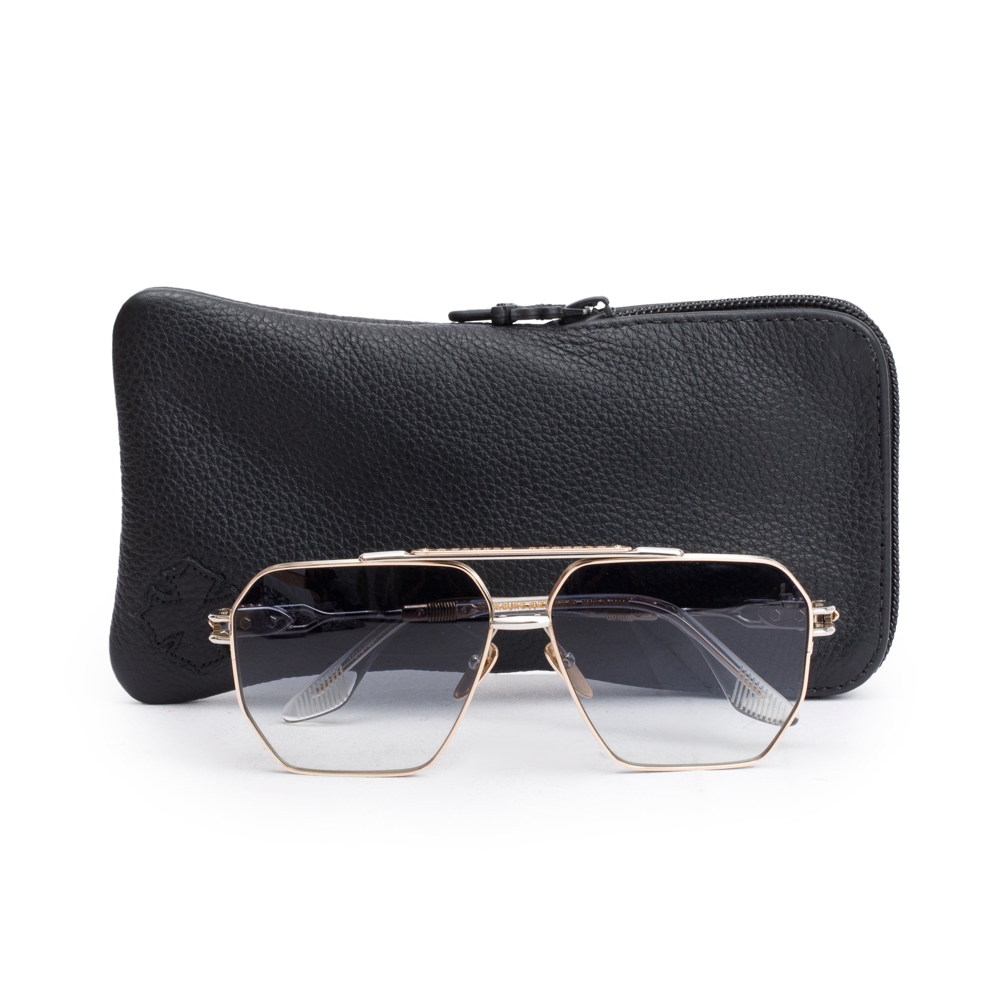 Chrome Hearts Silver & Gold Tone Metal Frame Ripping Aviator Sunglasses w/ Cases