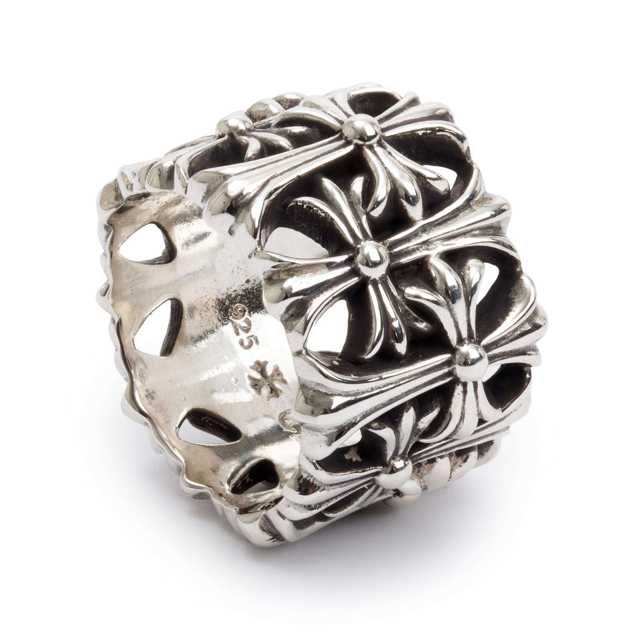 Chrome Hearts Sterling Silver Cemetery Wide 16 MM Band Ring, Size 7.5