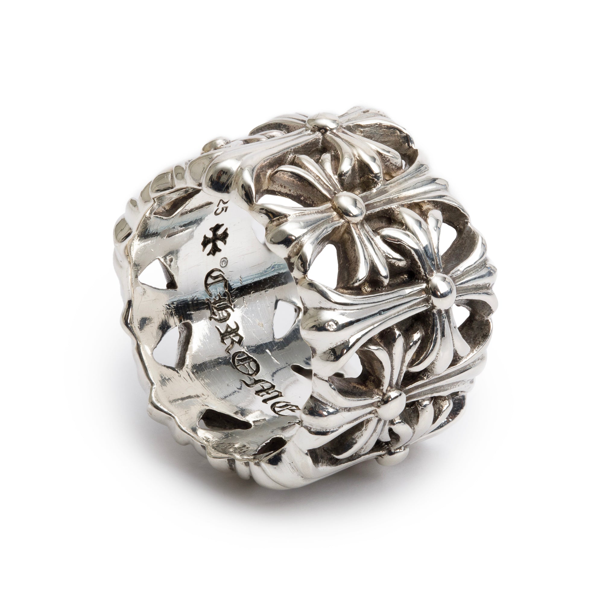 Chrome Hearts Sterling Silver Cemetery Wide 16 MM Band Ring, Size 8