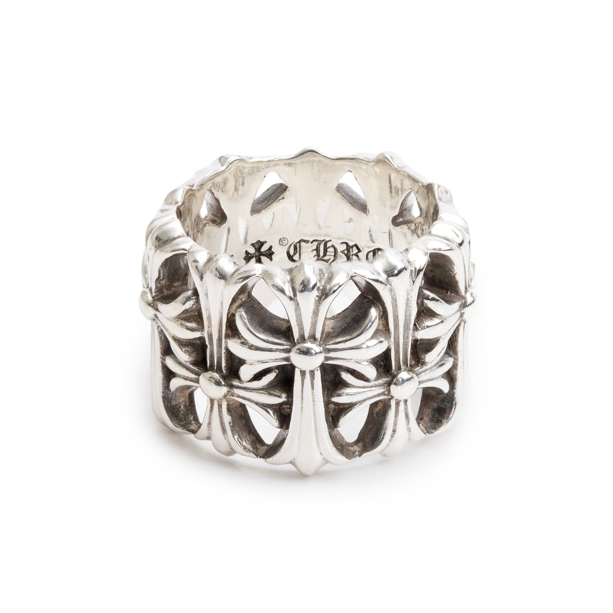 Chrome Hearts Sterling Silver Cemetery Wide 16 MM Band Ring, Size 8