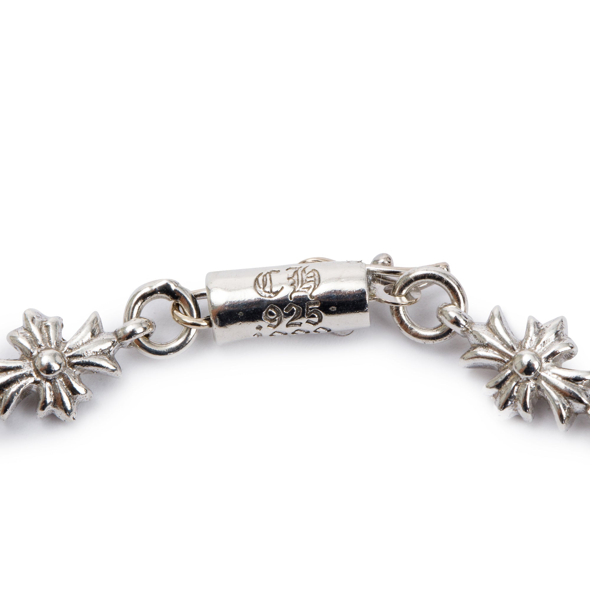 Chrome Hearts Sterling Silver Tiny E CH Plus Cross Bracelet