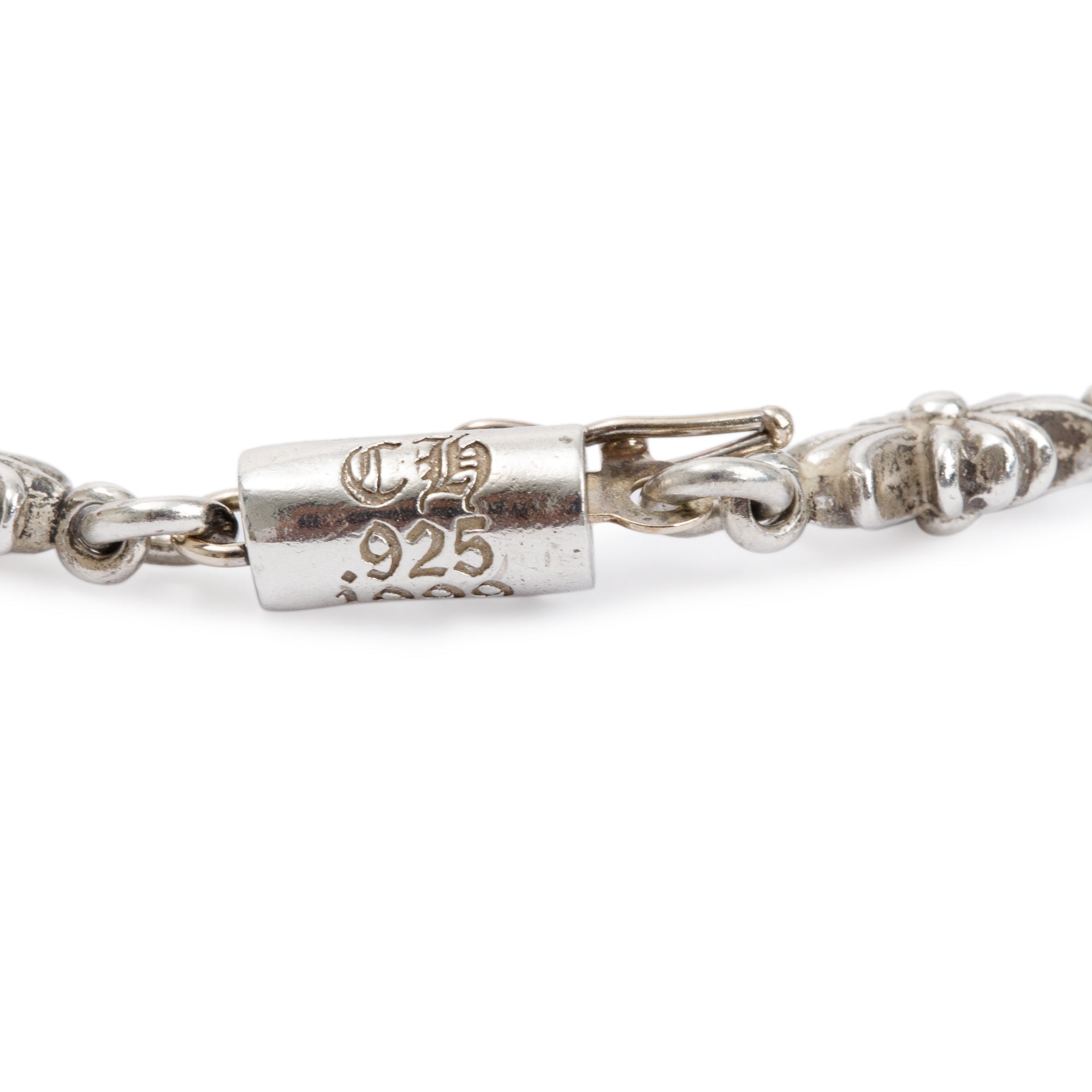 Chrome Hearts Sterling Silver Tiny E CH Plus Cross Bracelet