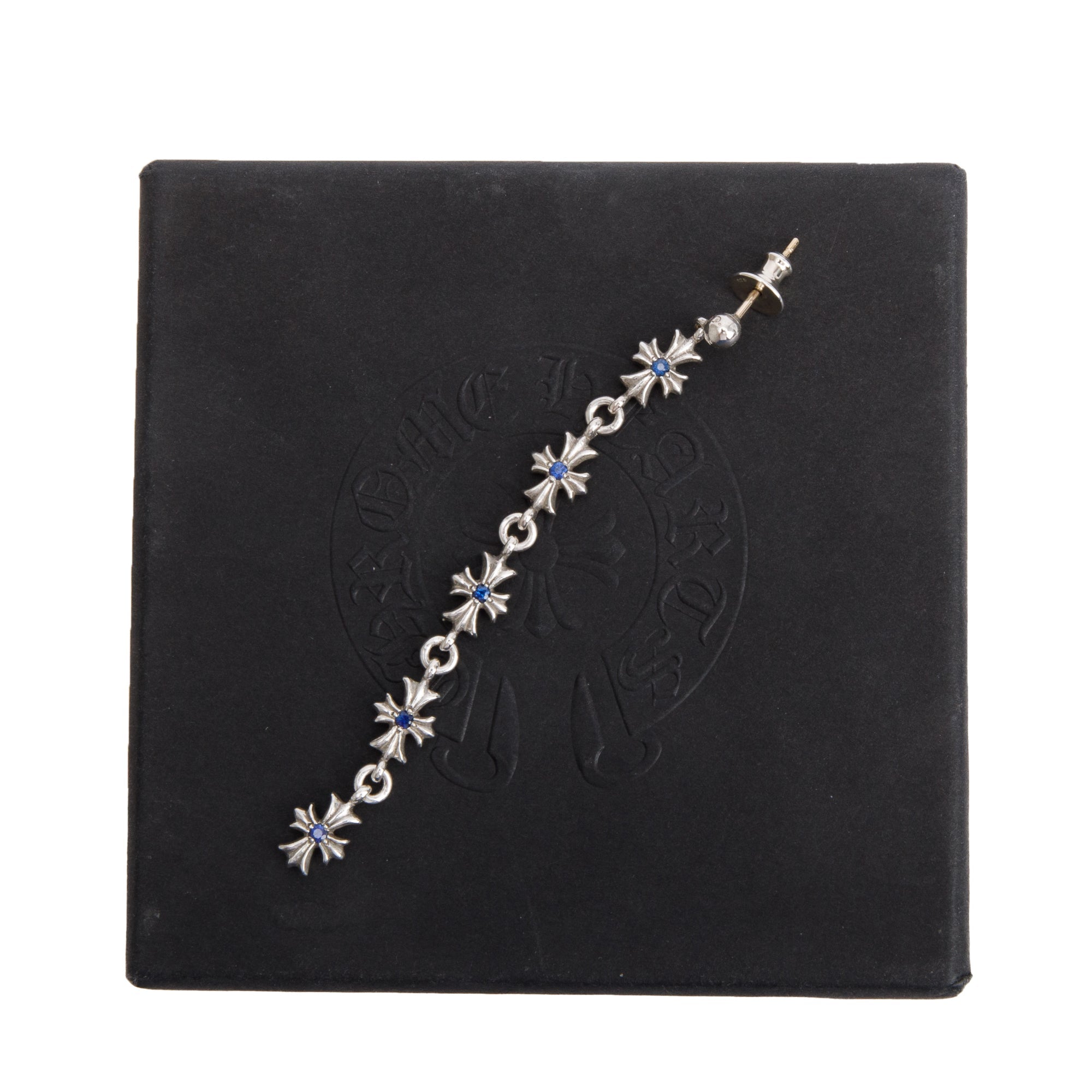 Chrome Hearts Sterling Silver Tiny E CH Plus Cross Single Drop Earring w/ Box