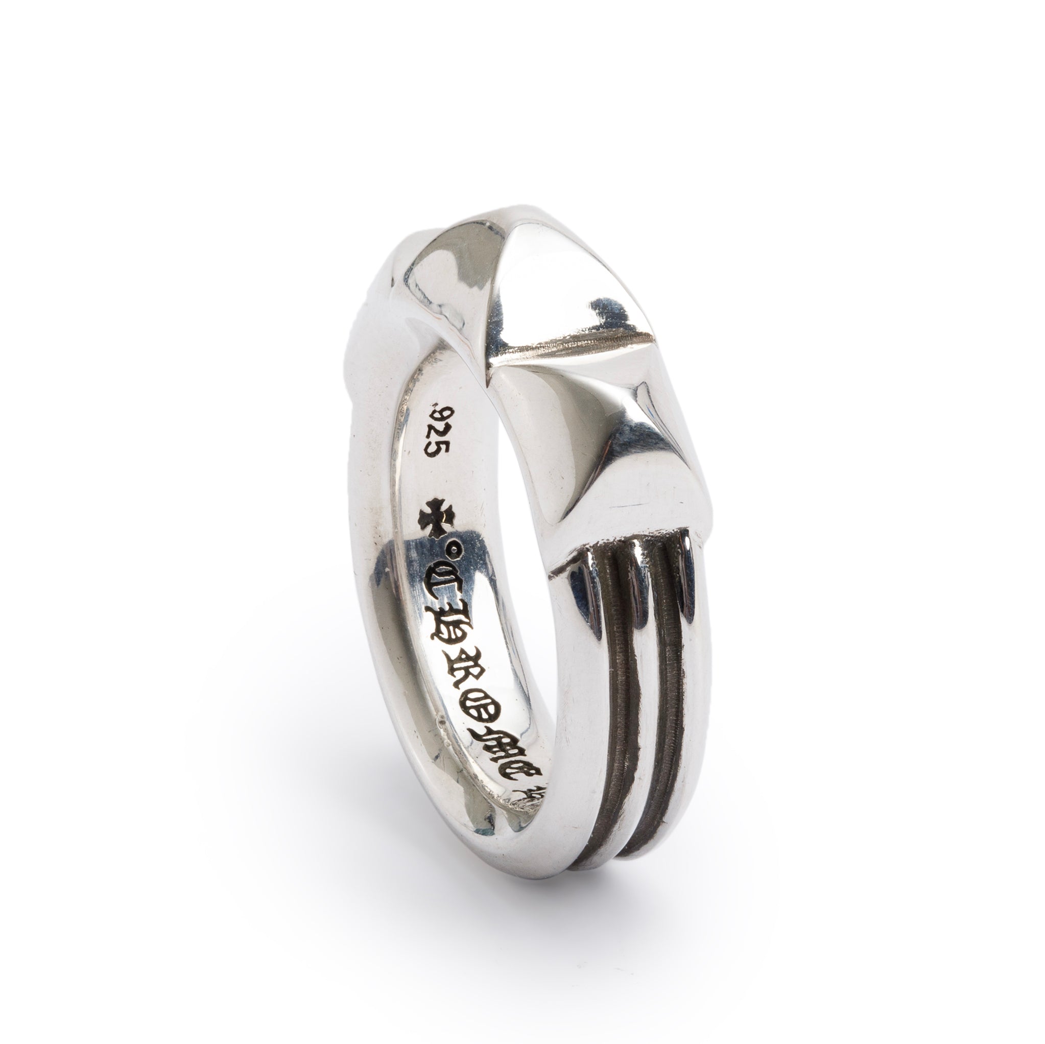 Chrome Hearts Sterling Silver Triple Studs Ring, Size 9.5