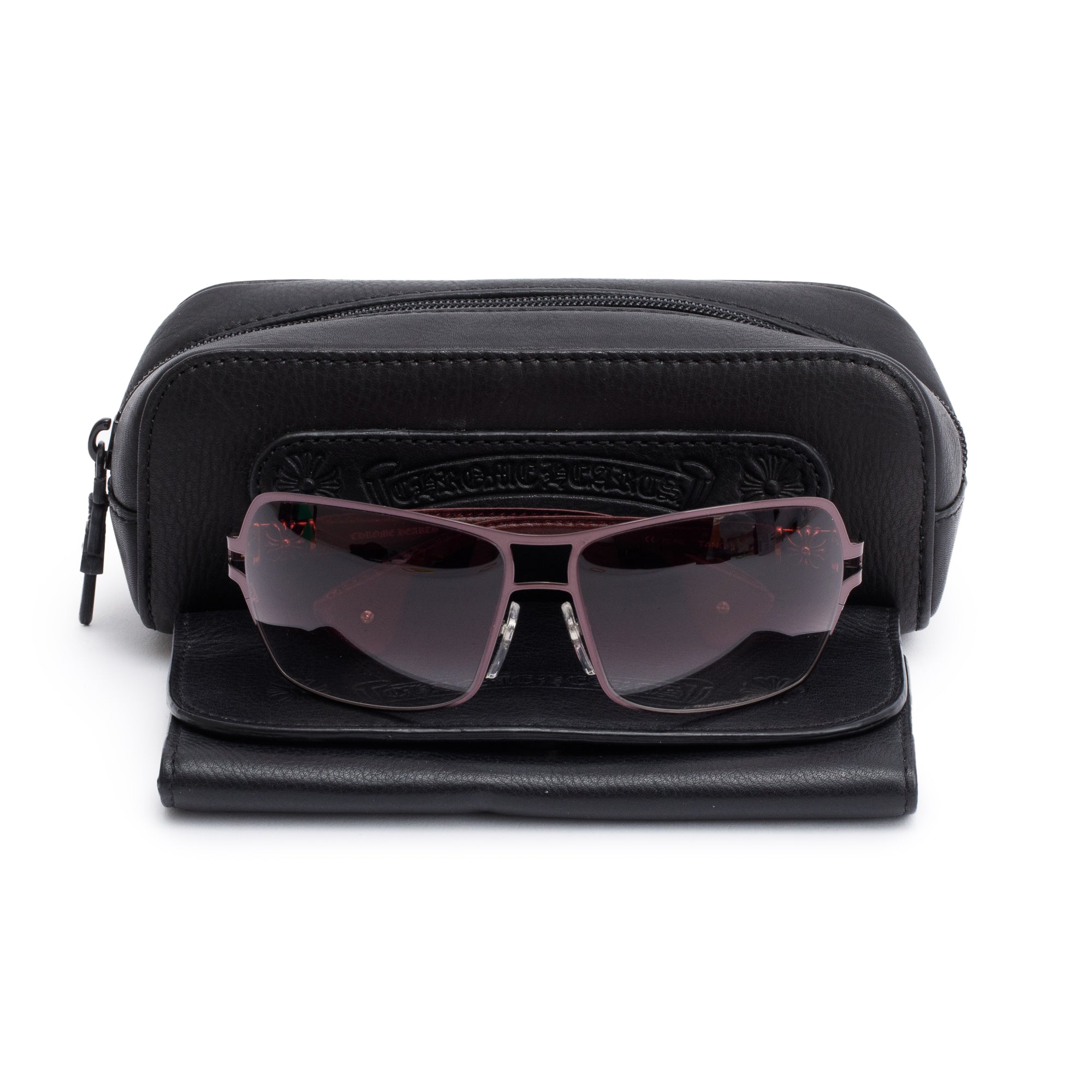 Chrome Hearts Tang II Square Aviator Sunglasses w/ Cases