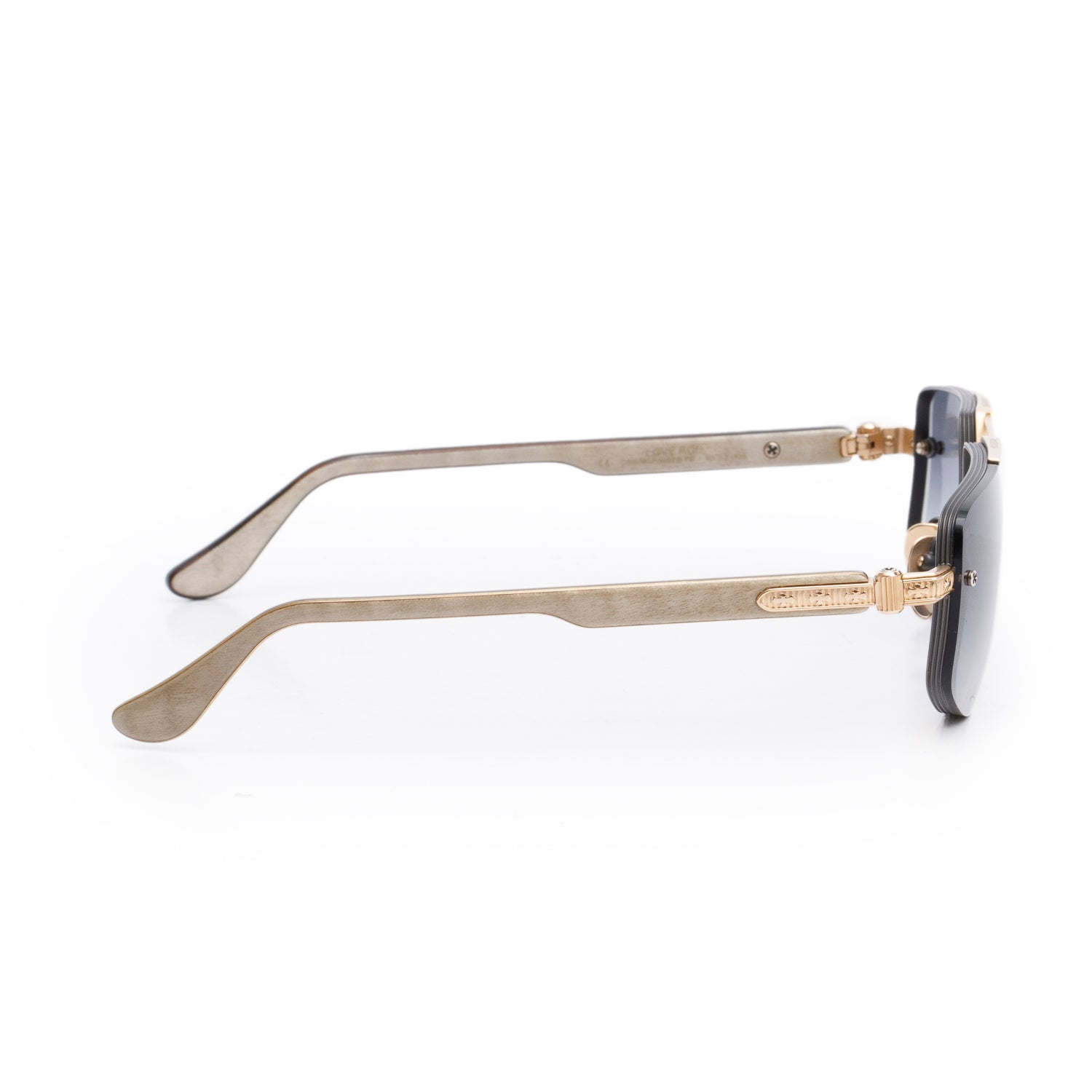 Chrome Hearts Rose Gold Tone Metal Beige Acetate Love Rod Aviator Sunglasses w/ Case