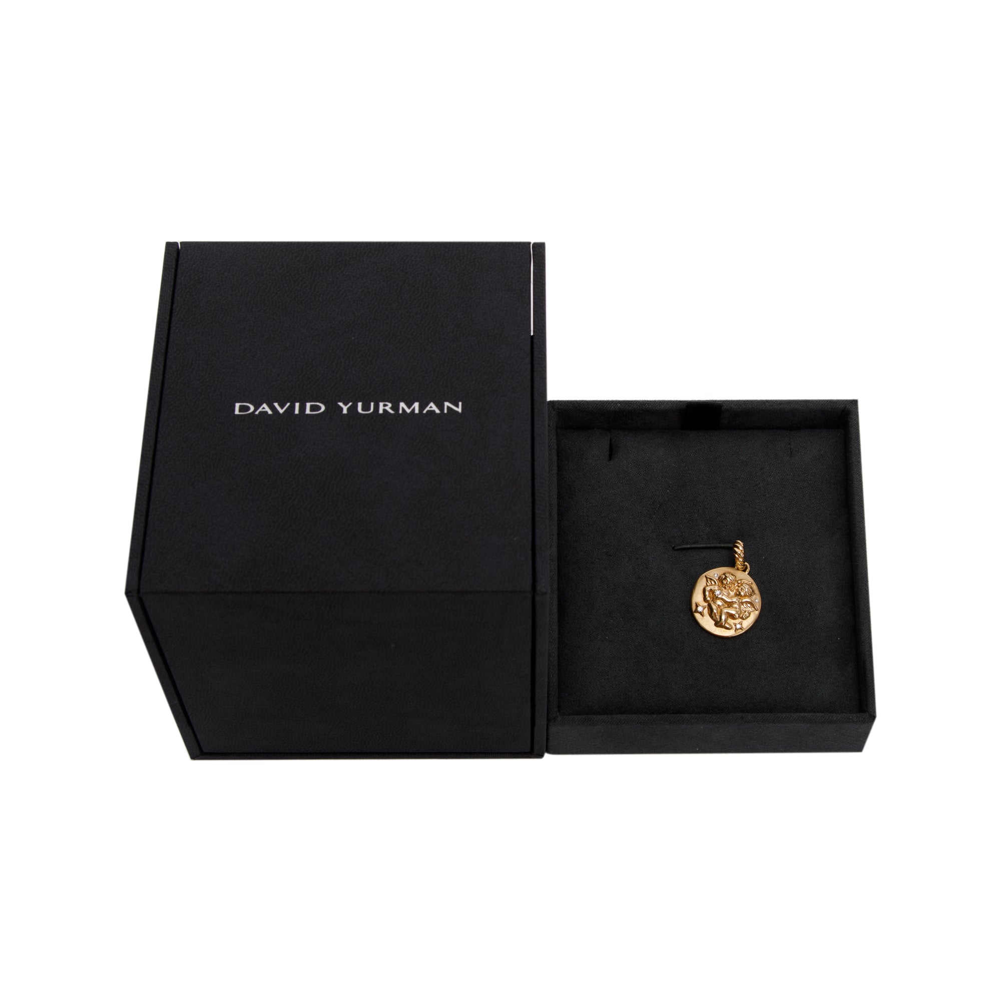 David Yurman 18k Gold Gemini Amulet Pendant with Diamonds w/ Box