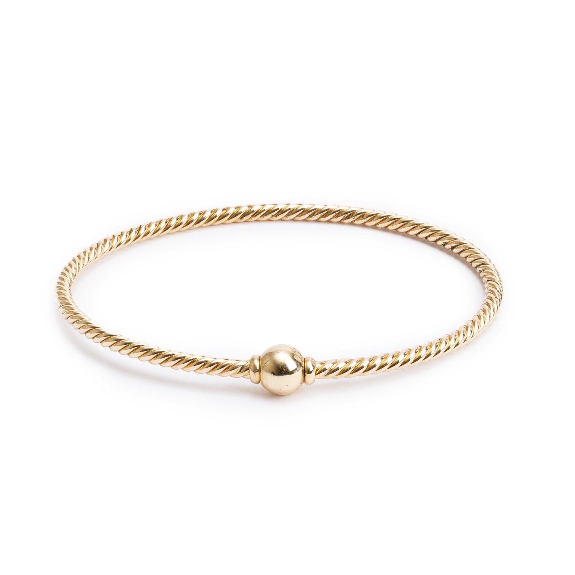 David Yurman 18k Yellow Gold 2.6 MM Solari Cablespira Bracelet
