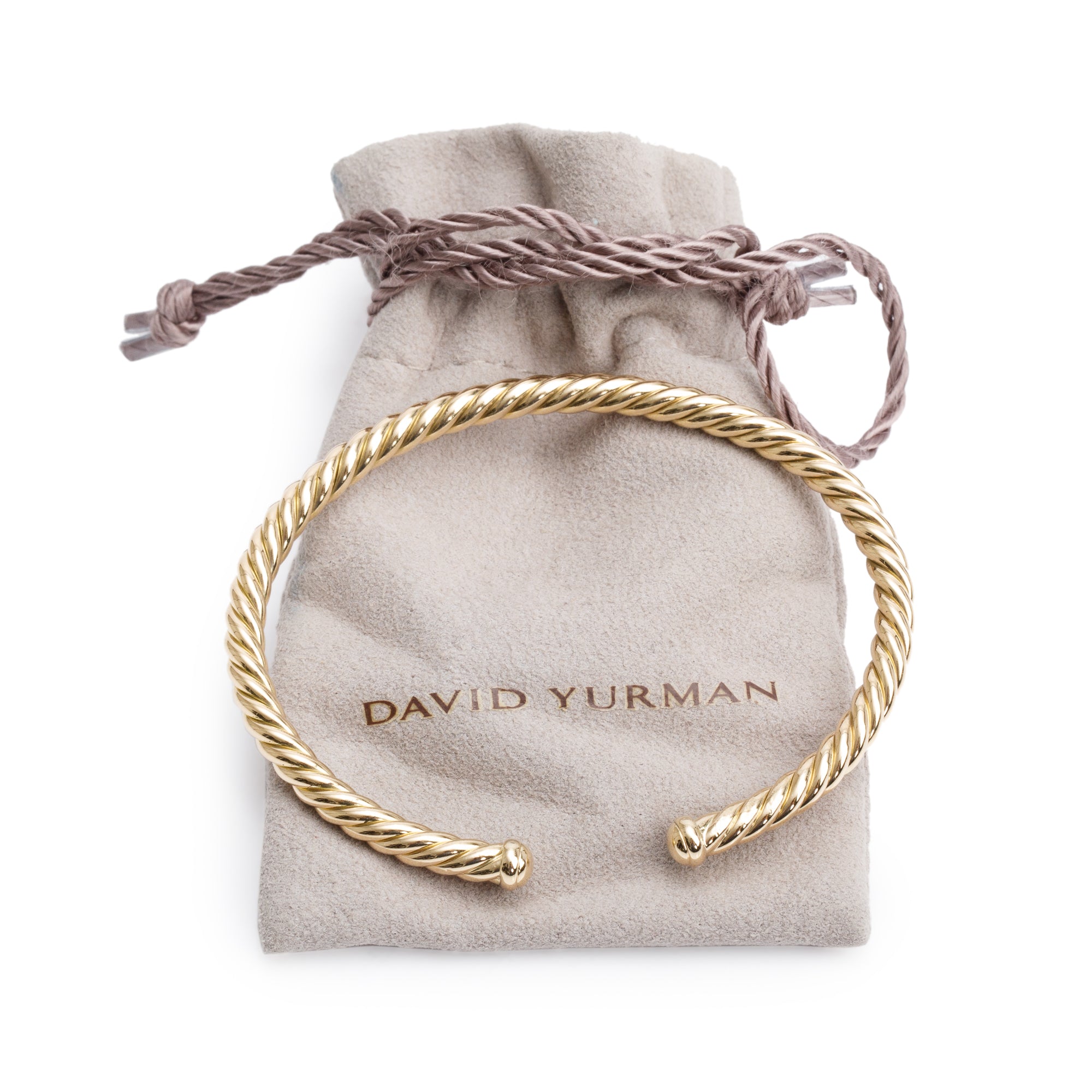 David Yurman 18k Yellow Gold 4 MM Cable Flex Bracelet