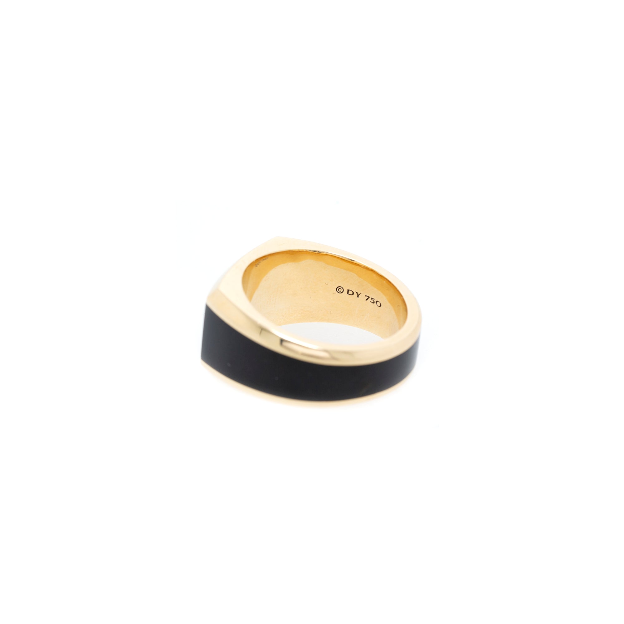 David Yurman 18k Yellow Gold & Black Onyx Roman Signet Ring w/ Box