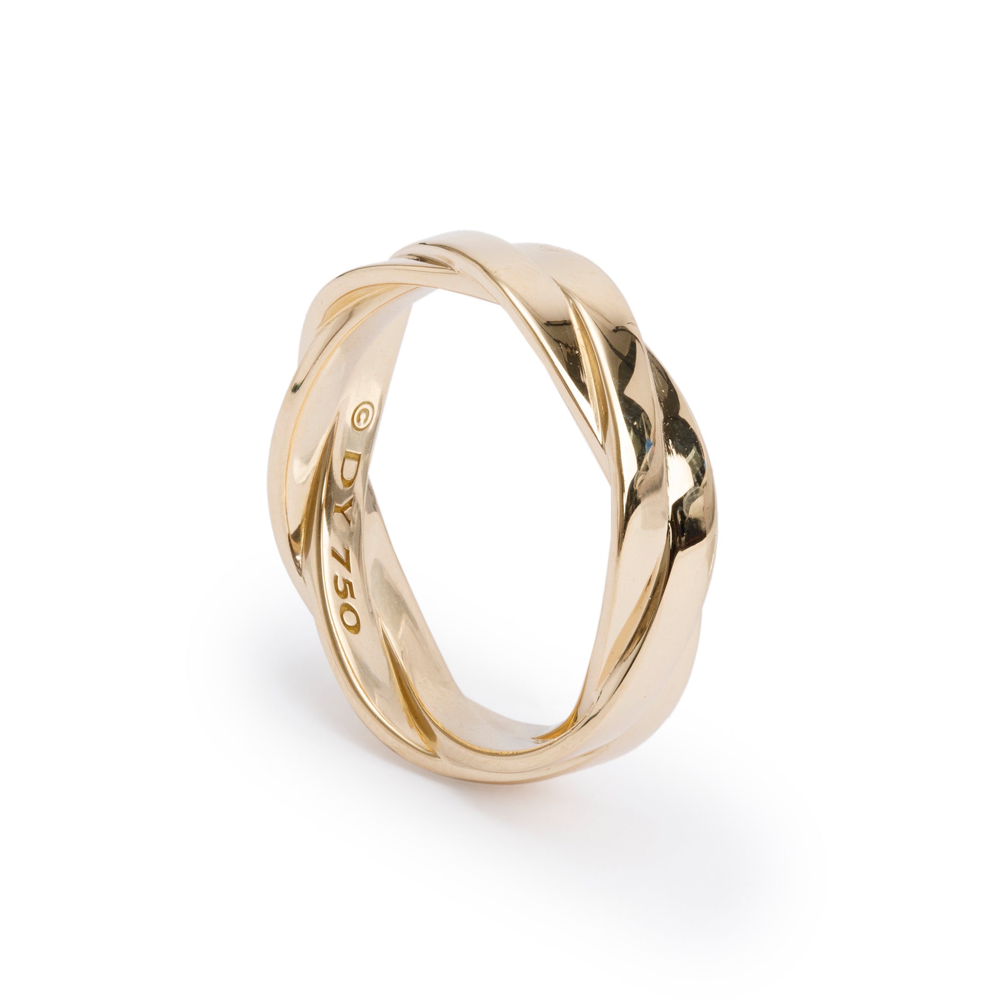 David Yurman 18k Yellow Gold DY Helios 6 MM Band Ring, Size 10 w/ Box