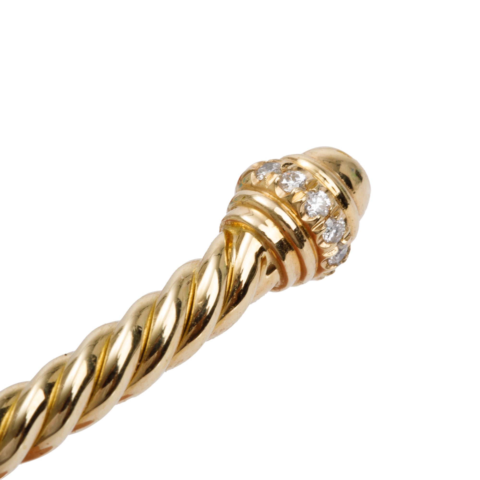 David Yurman 18k Yellow Gold Diamond 3 MM Classic Cablespira Bracelet w/ Box