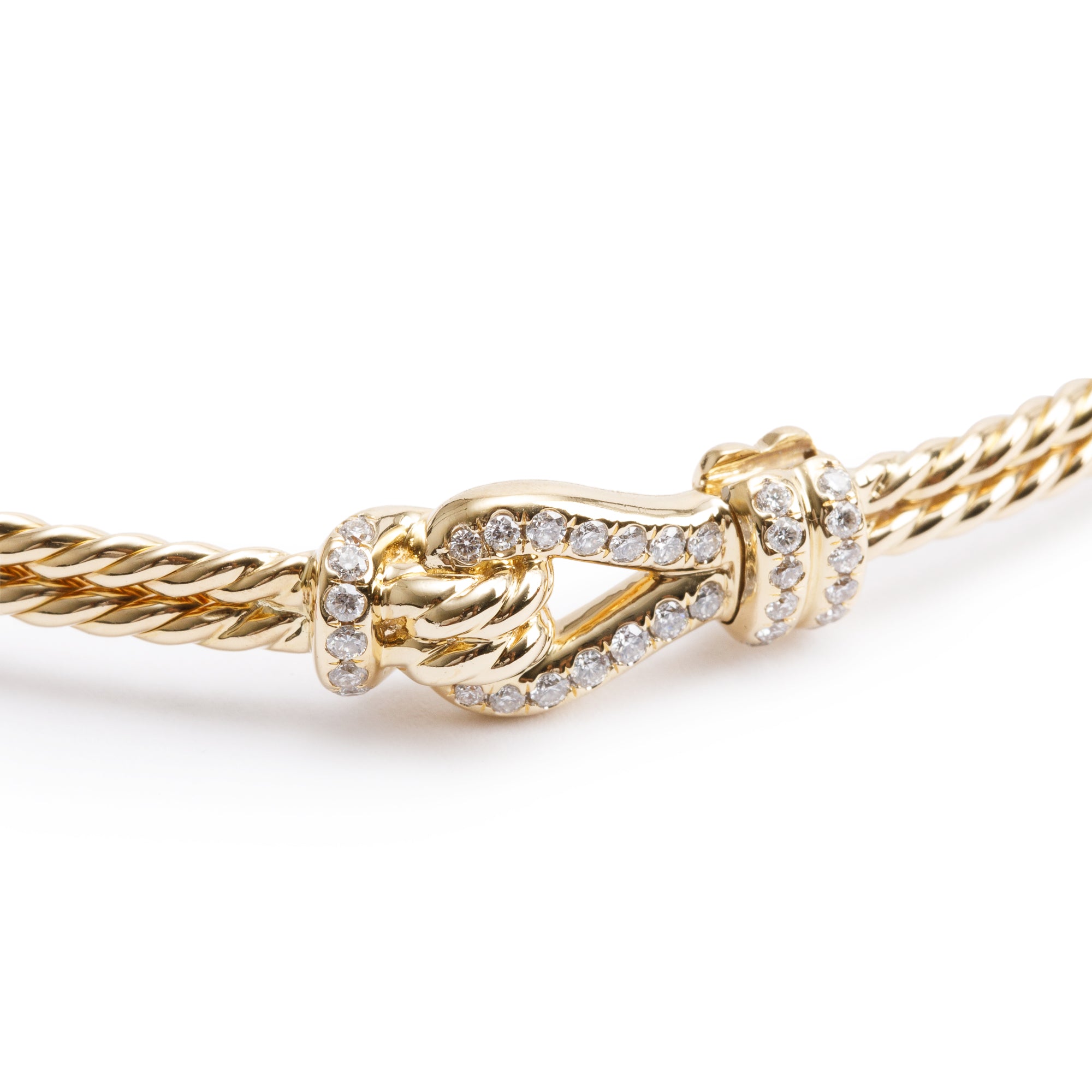 David Yurman 18k Yellow Gold Diamond 4.5 MM Thoroughbred Loop Bracelet w/ Box