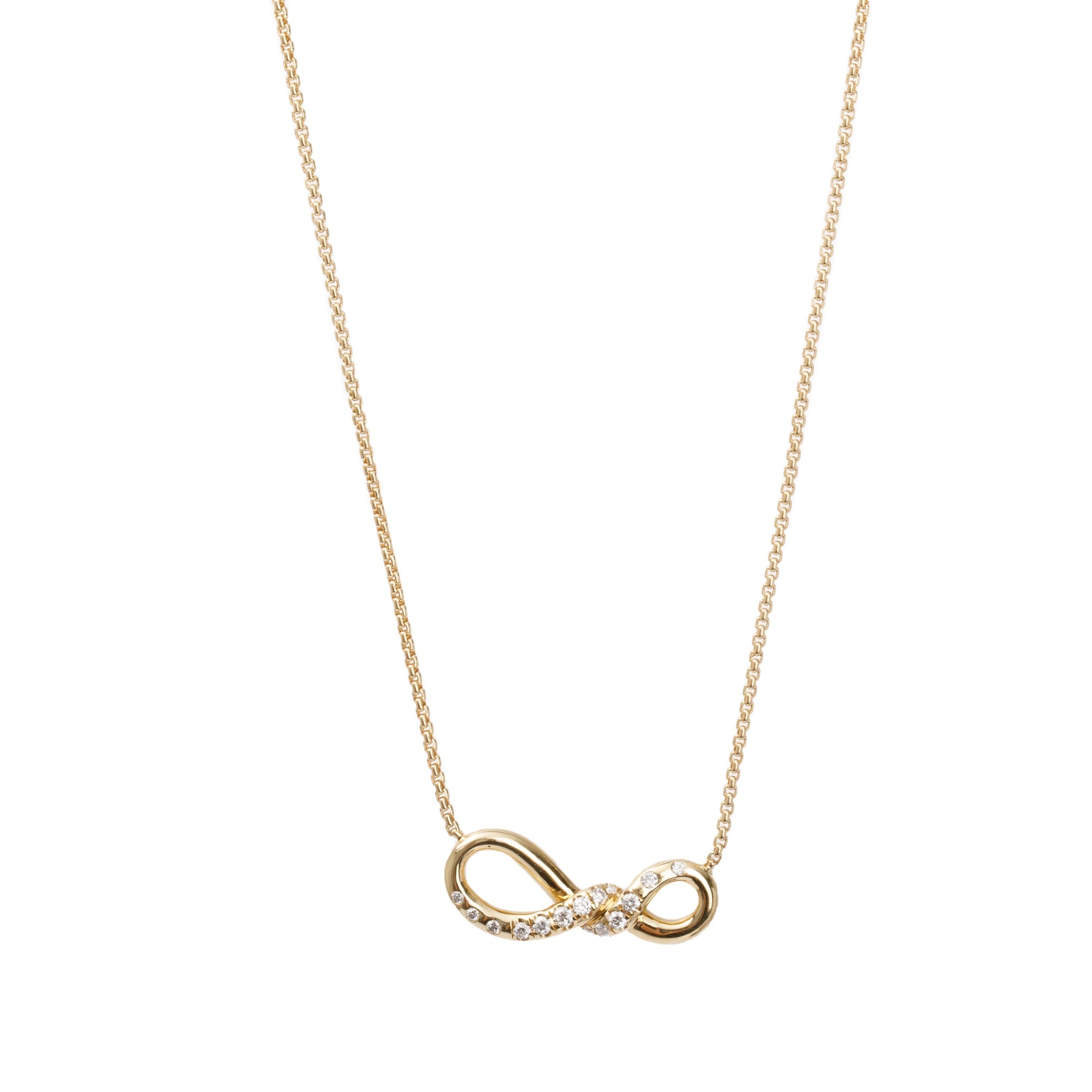 David Yurman 18k Yellow Gold Diamond Continuance Pendant Necklace