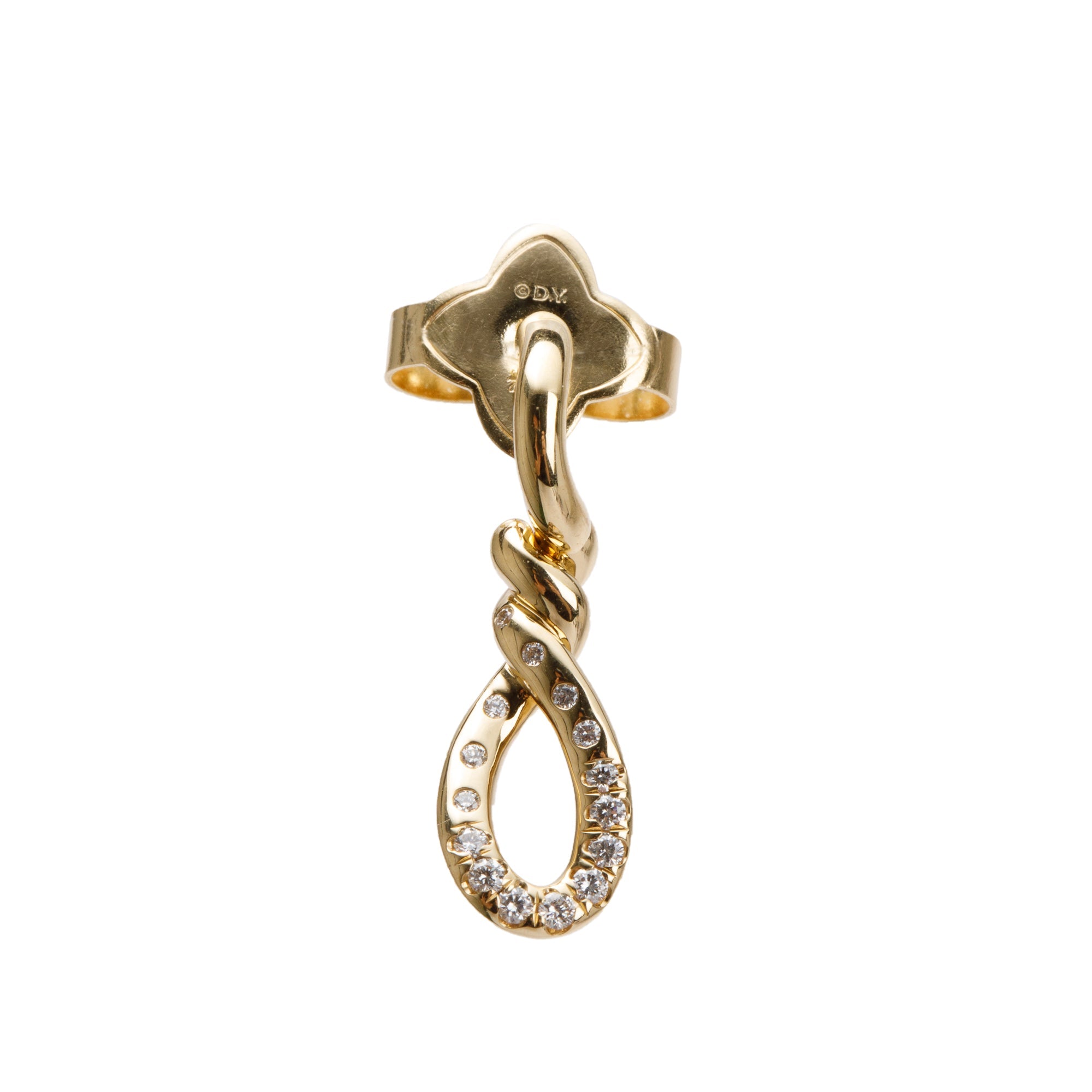 David Yurman 18k Yellow Gold Diamond Continuance Small Drop Earrings